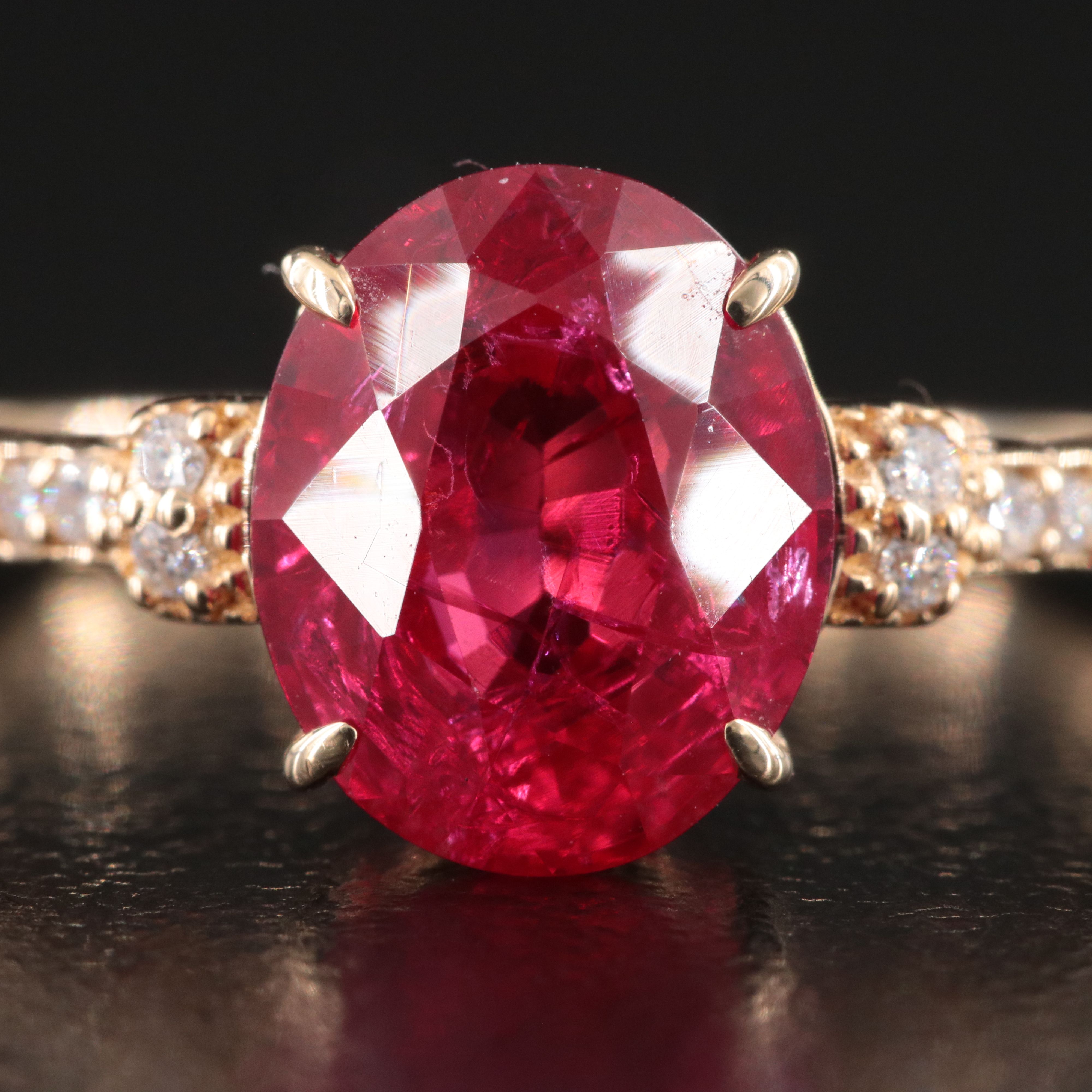 14K 2.72 CT Ruby and Moissanite Ring