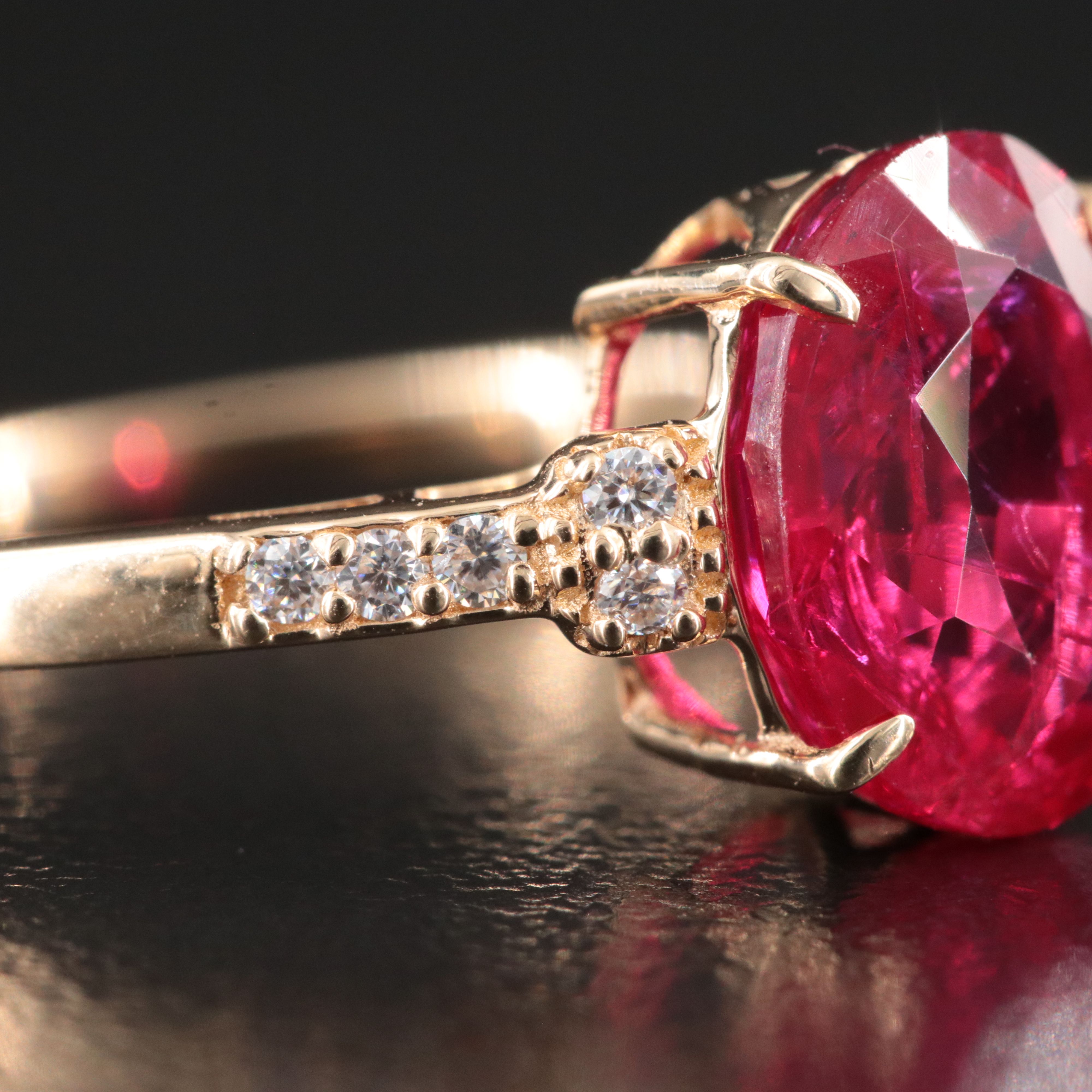 14K 2.72 CT Ruby and Moissanite Ring