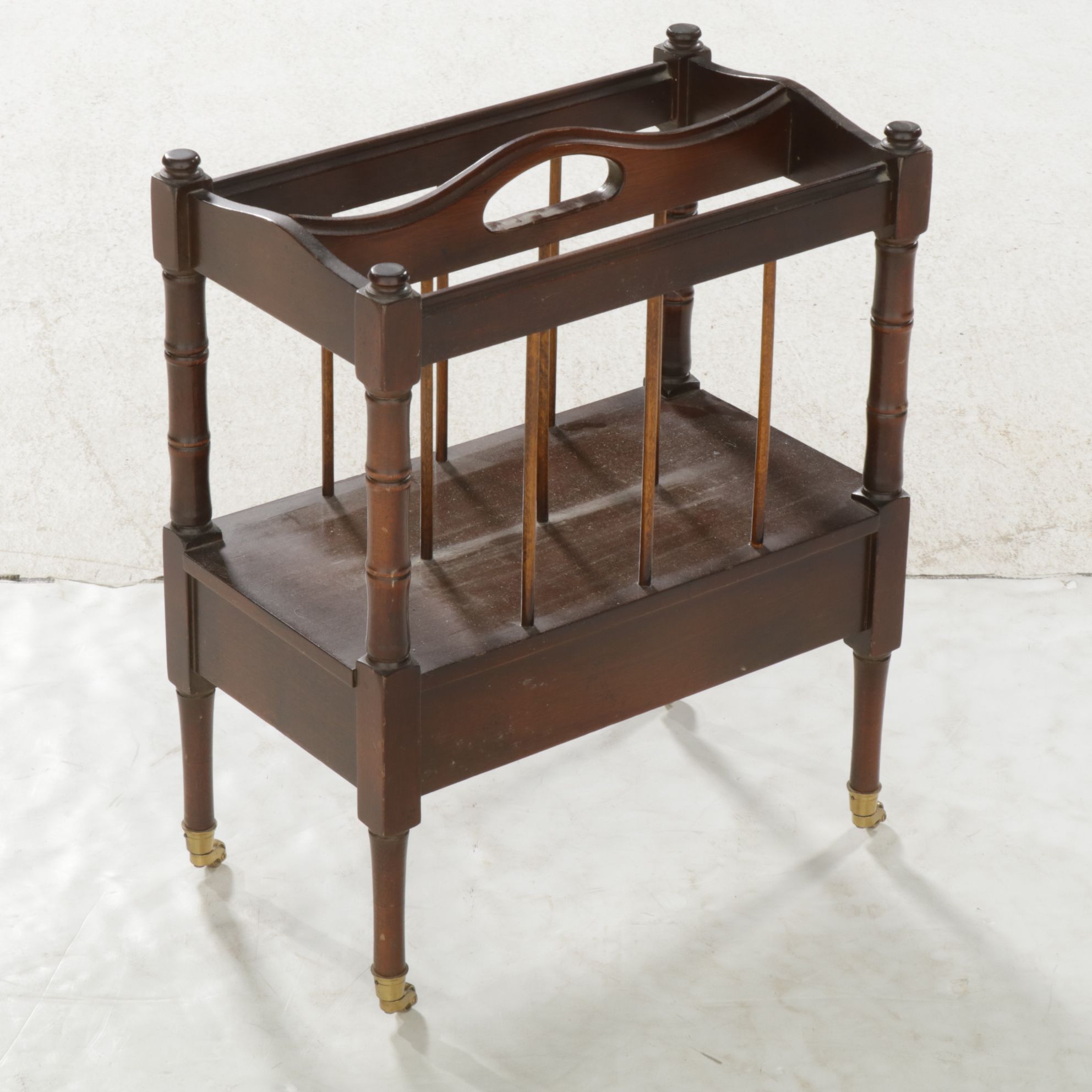 English Regency Style Faux Bamboo Canterbury Magazine Rack