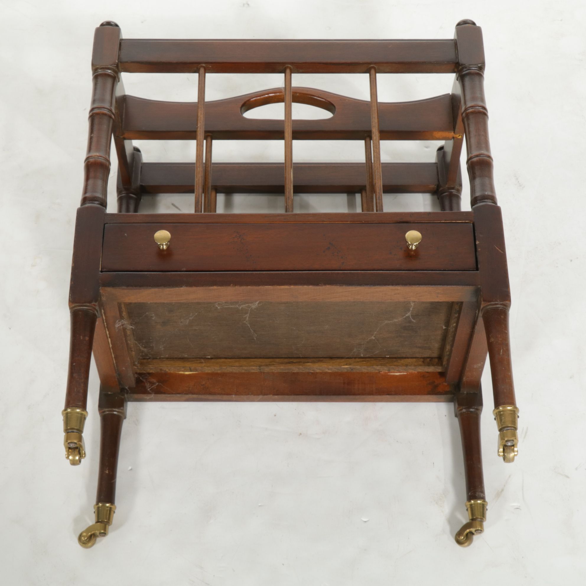 English Regency Style Faux Bamboo Canterbury Magazine Rack