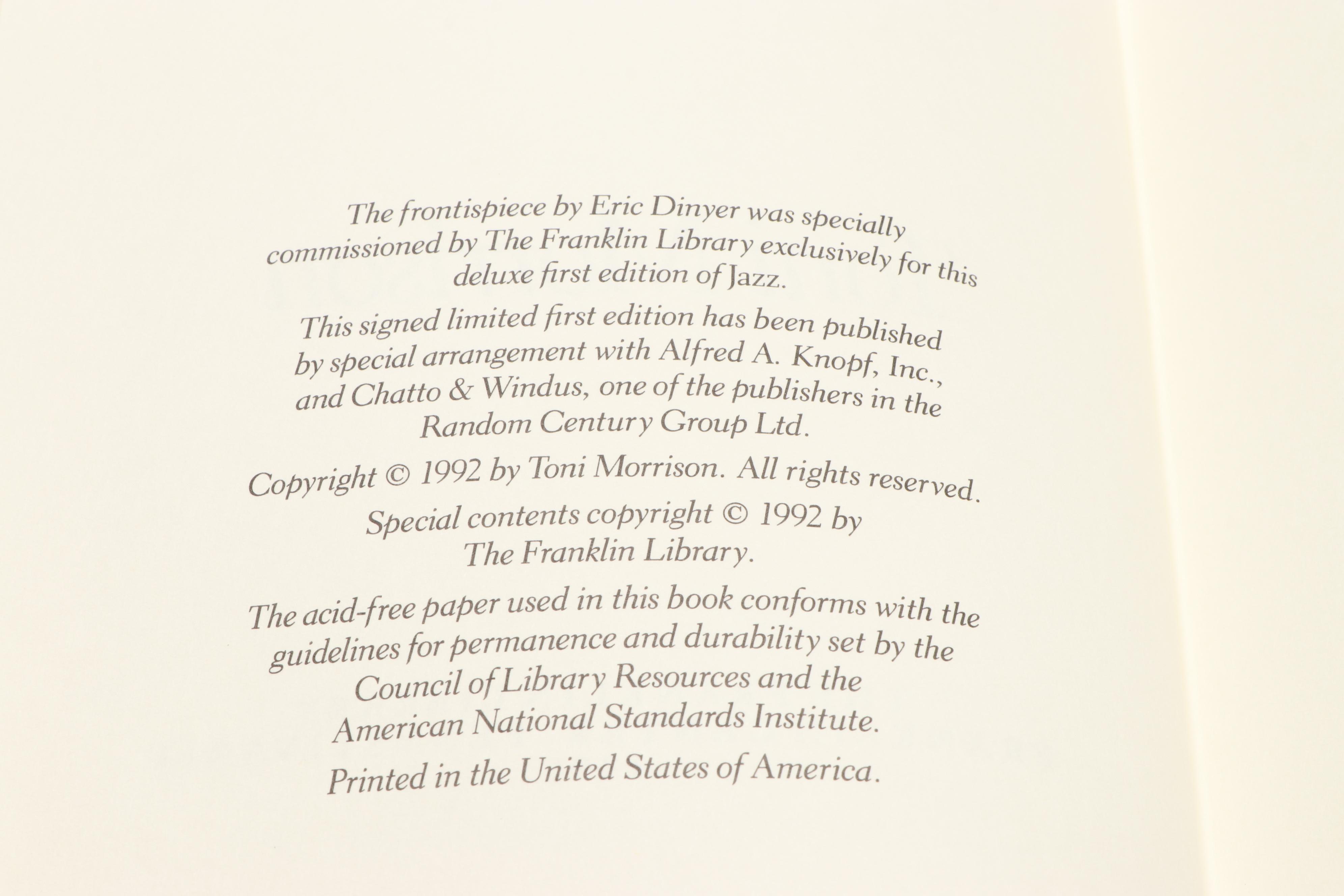 Signed First Edition "Jazz" by Toni Morrison and More