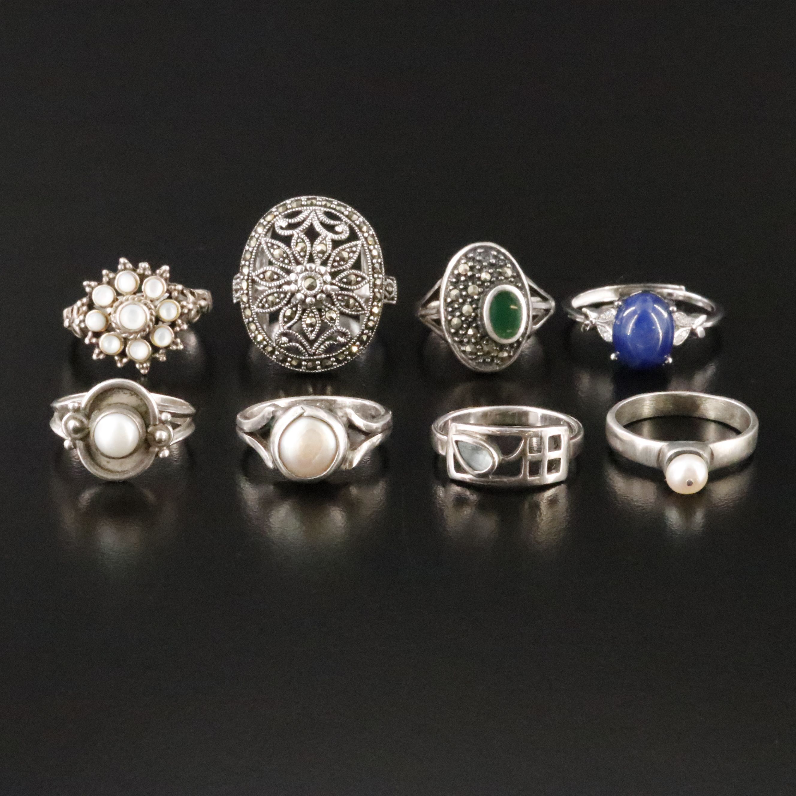 Pearl, Moonstone and Sapphire Featured in Sterling Ring Collection