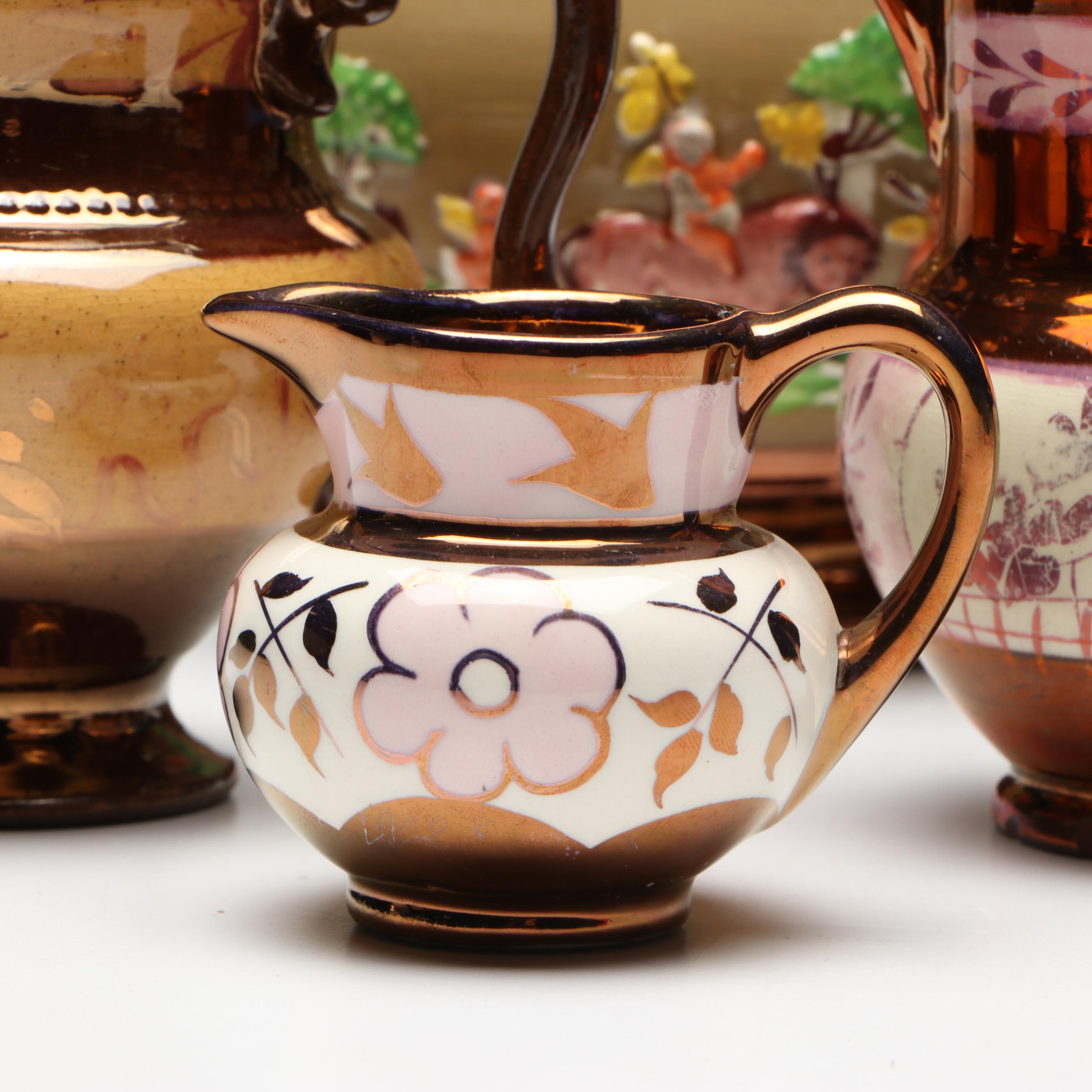 Lancaster & Sandland with Other Vintage Ceramic Lusterware Pitchers