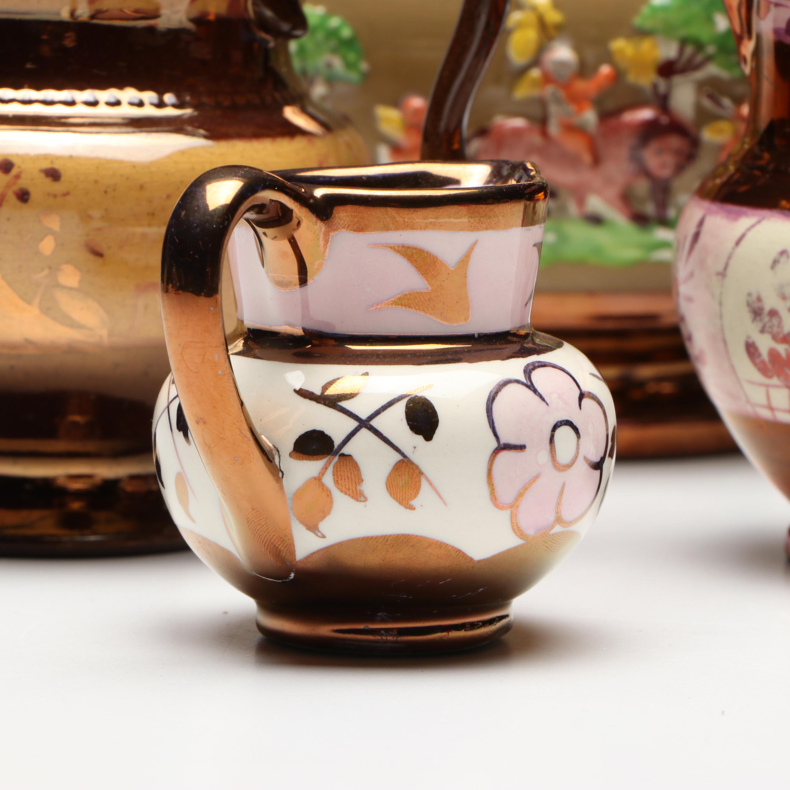 Lancaster & Sandland with Other Vintage Ceramic Lusterware Pitchers