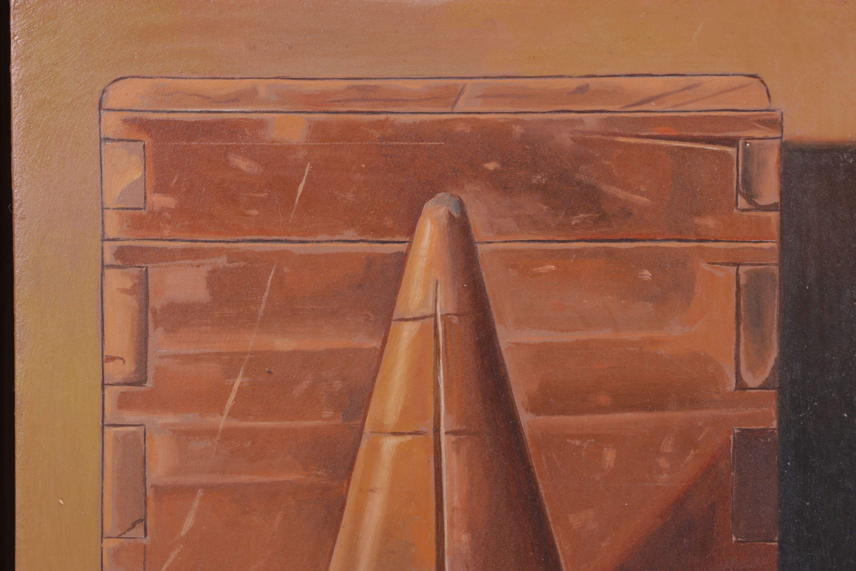 Manuel Hughes Still Life Oil Painting of Copper Finial, Mid to Late 20th Century