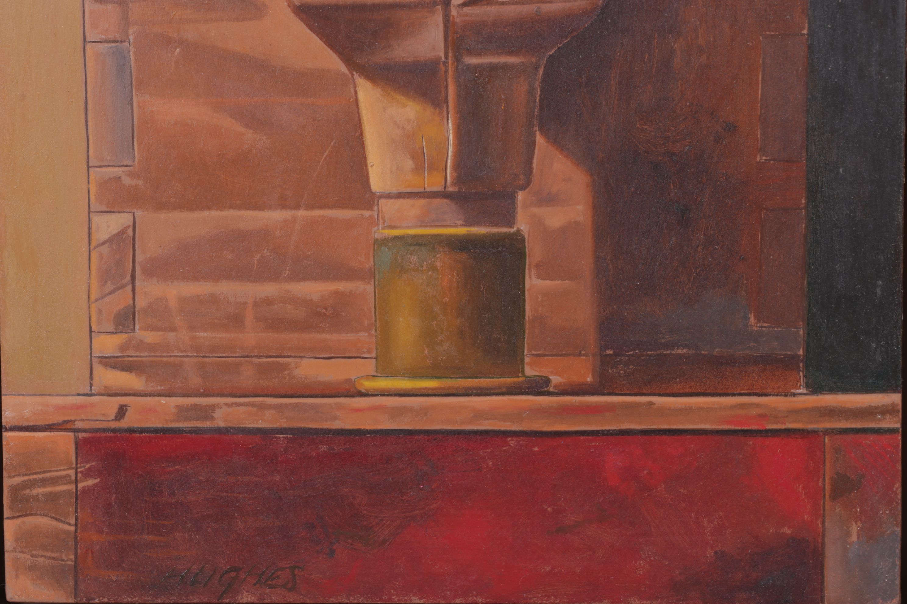Manuel Hughes Still Life Oil Painting of Copper Finial, Mid to Late 20th Century