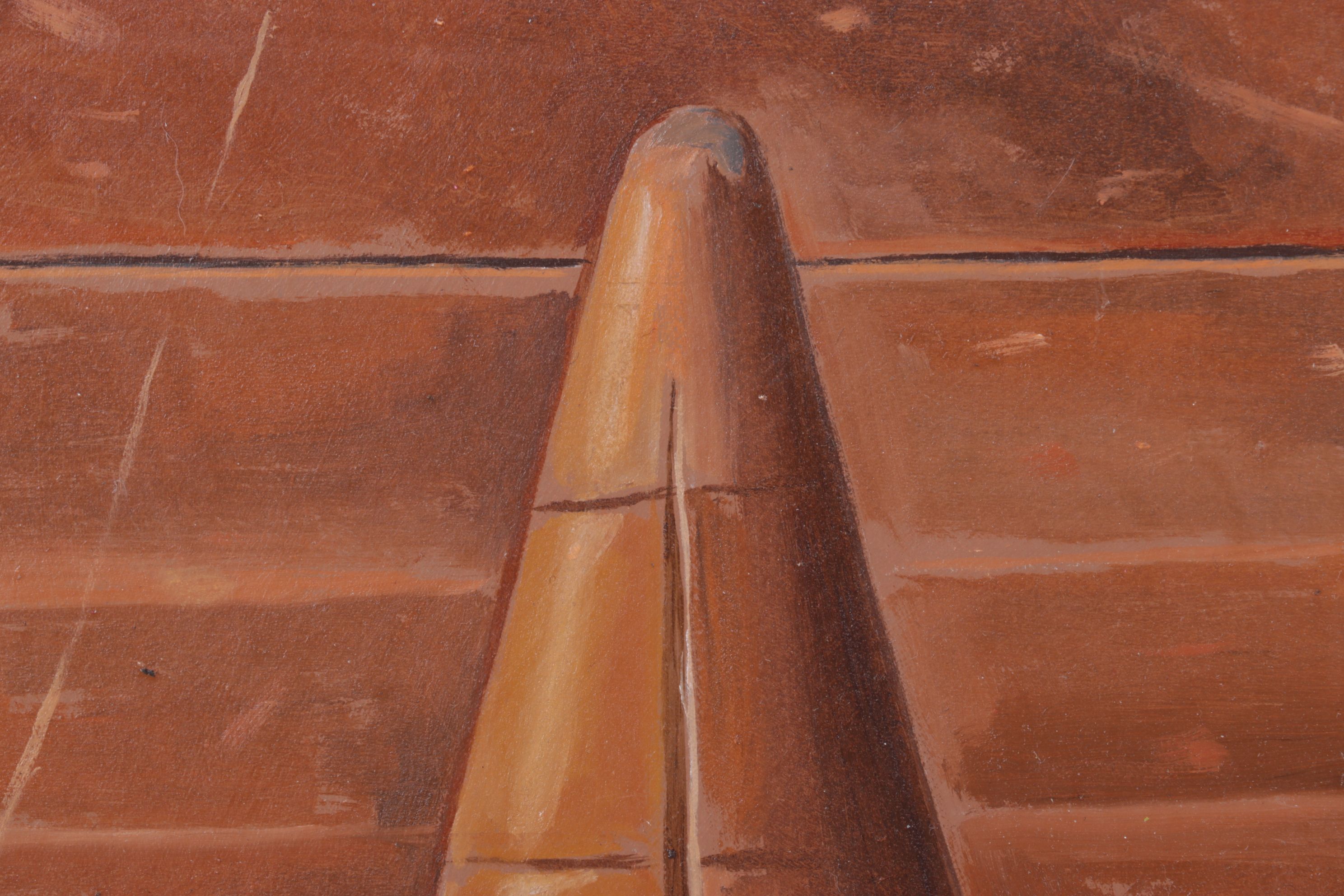 Manuel Hughes Still Life Oil Painting of Copper Finial, Mid to Late 20th Century