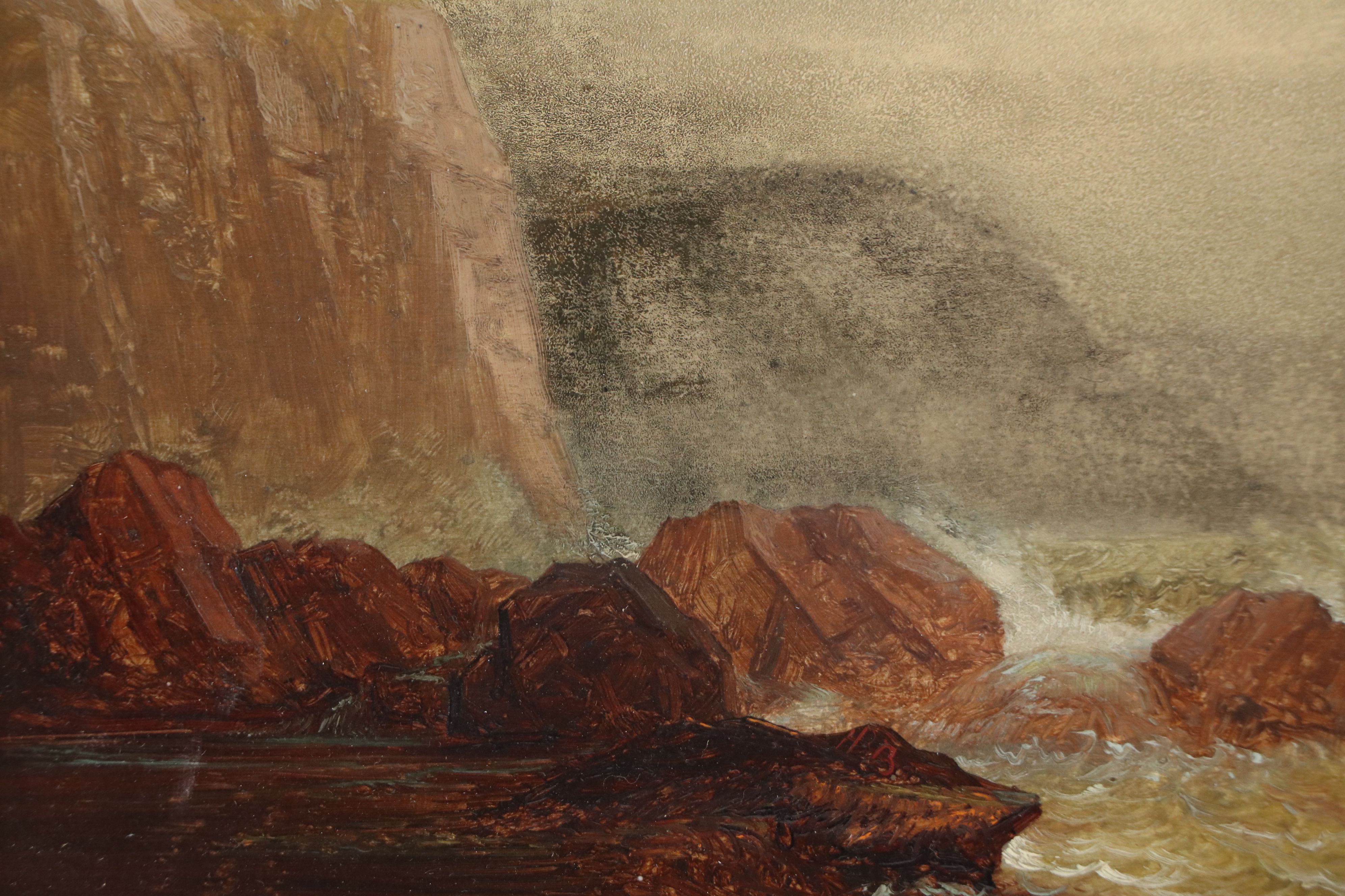 Harrison Bird Brown Oil Painting "Coastal Seascape," Late 19th Century