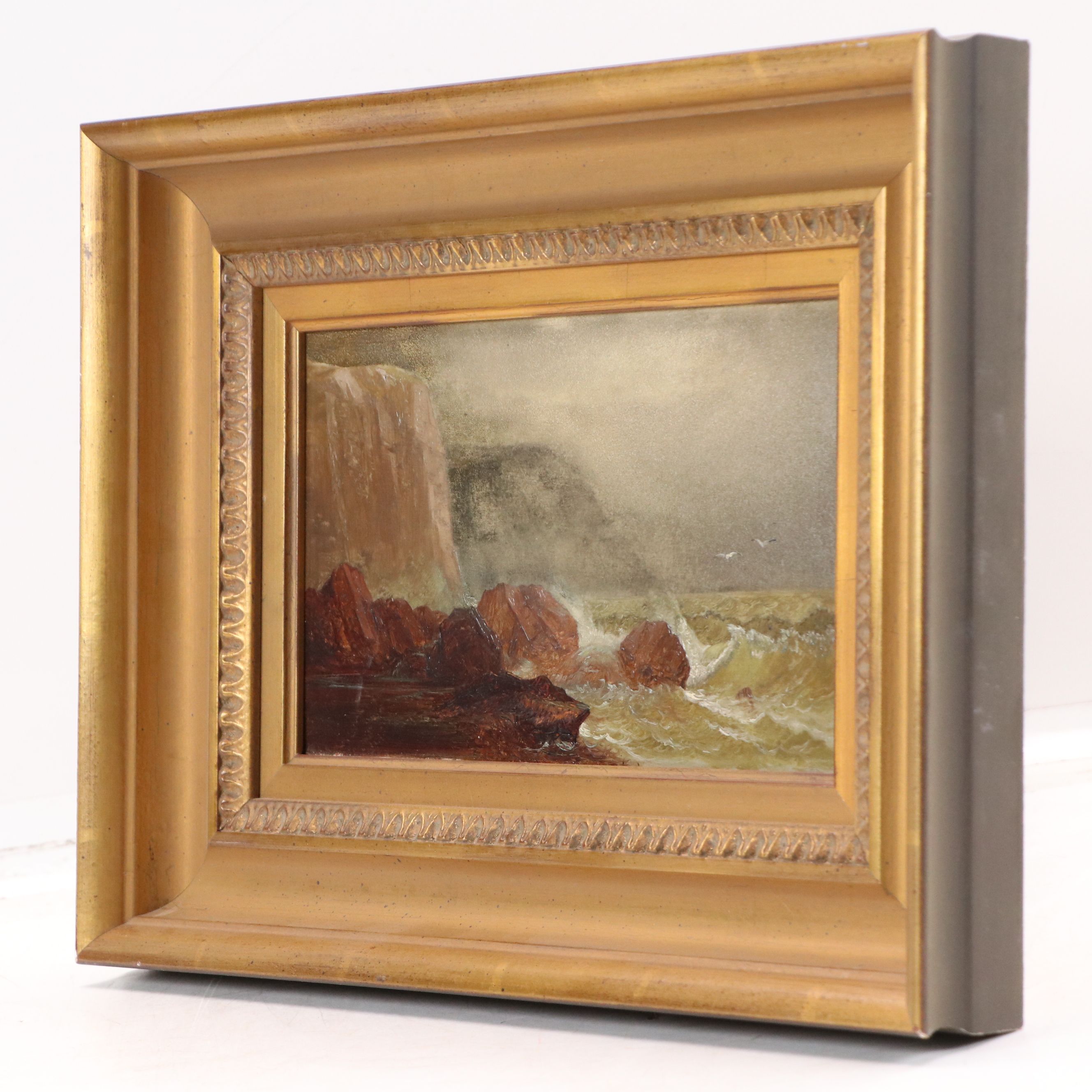 Harrison Bird Brown Oil Painting "Coastal Seascape," Late 19th Century