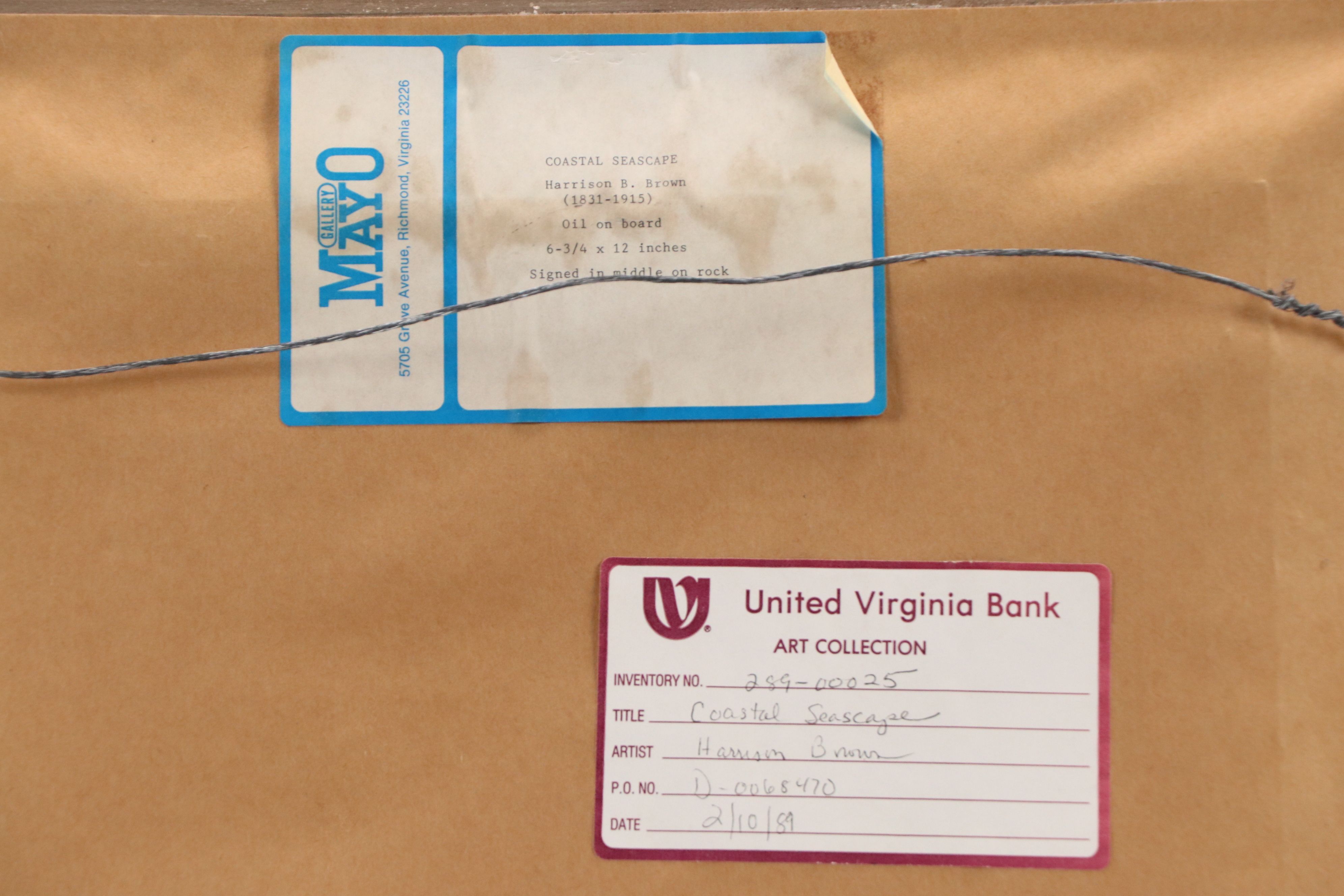 Harrison Bird Brown Oil Painting "Coastal Seascape," Late 19th Century