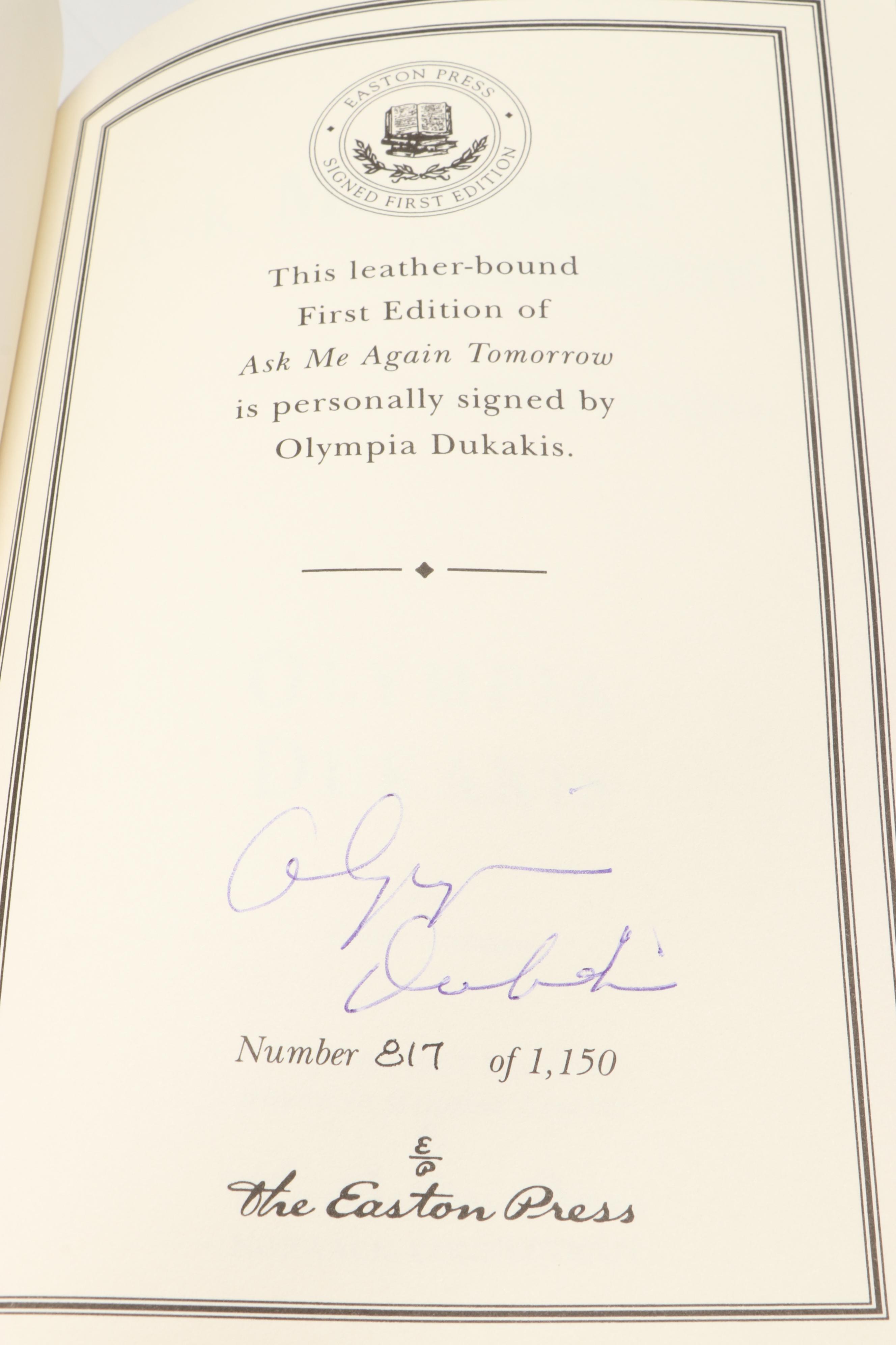 Signed First Edition "Ask Me Again Tomorrow" by Olympia Dukakis and More