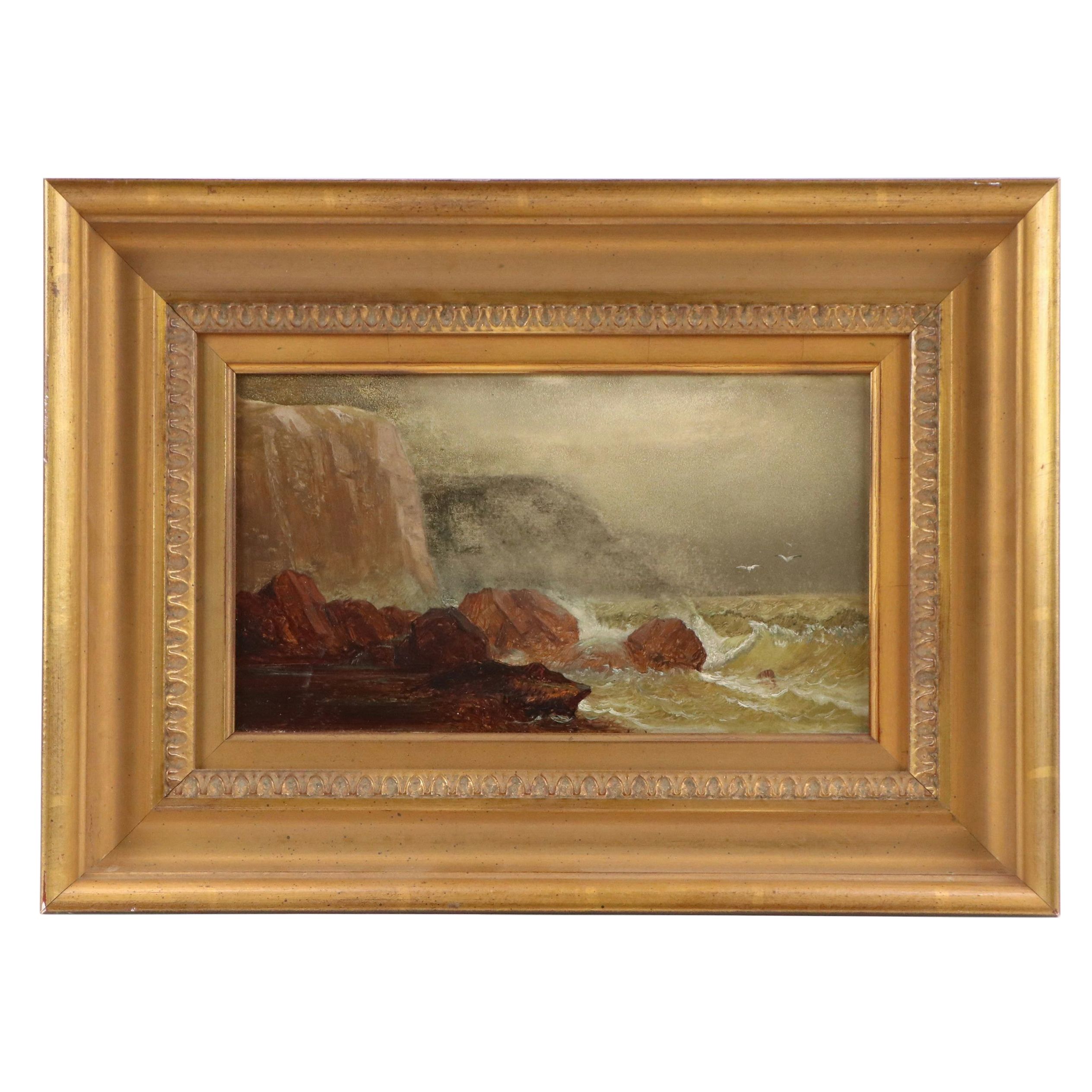 Harrison Bird Brown Oil Painting "Coastal Seascape," Late 19th Century