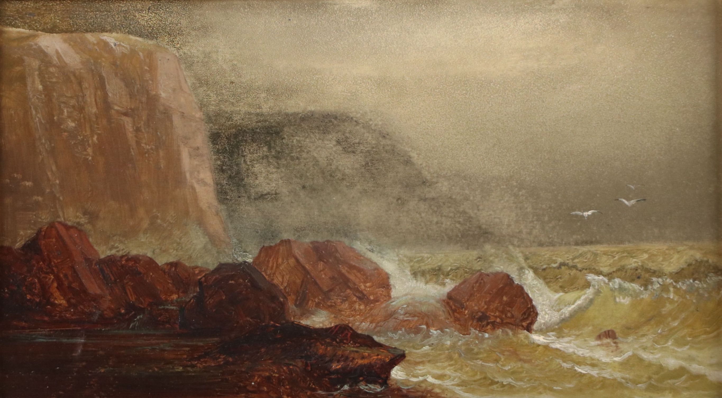 Harrison Bird Brown Oil Painting "Coastal Seascape," Late 19th Century