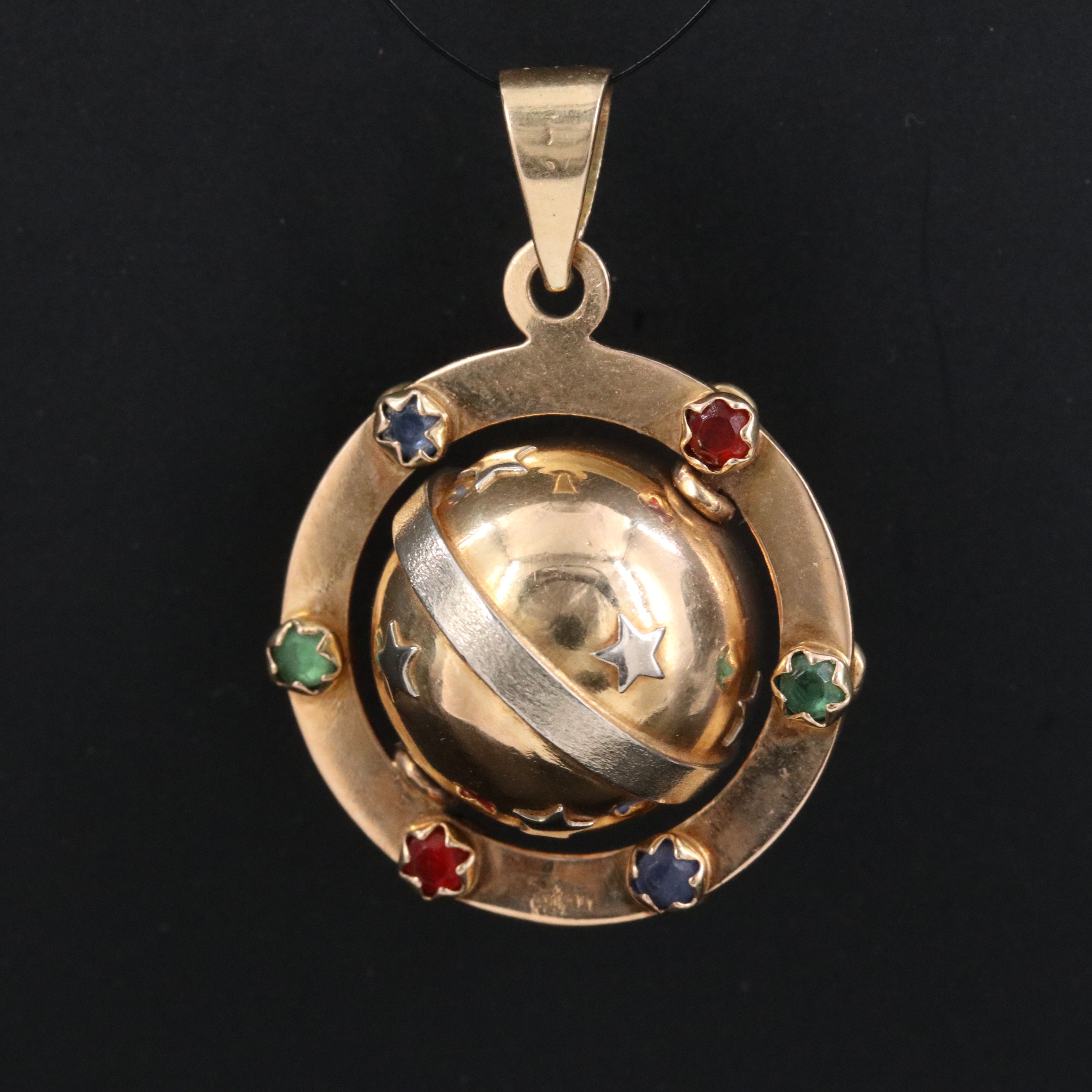 18K Two Tone Articulated Reversible Pendant