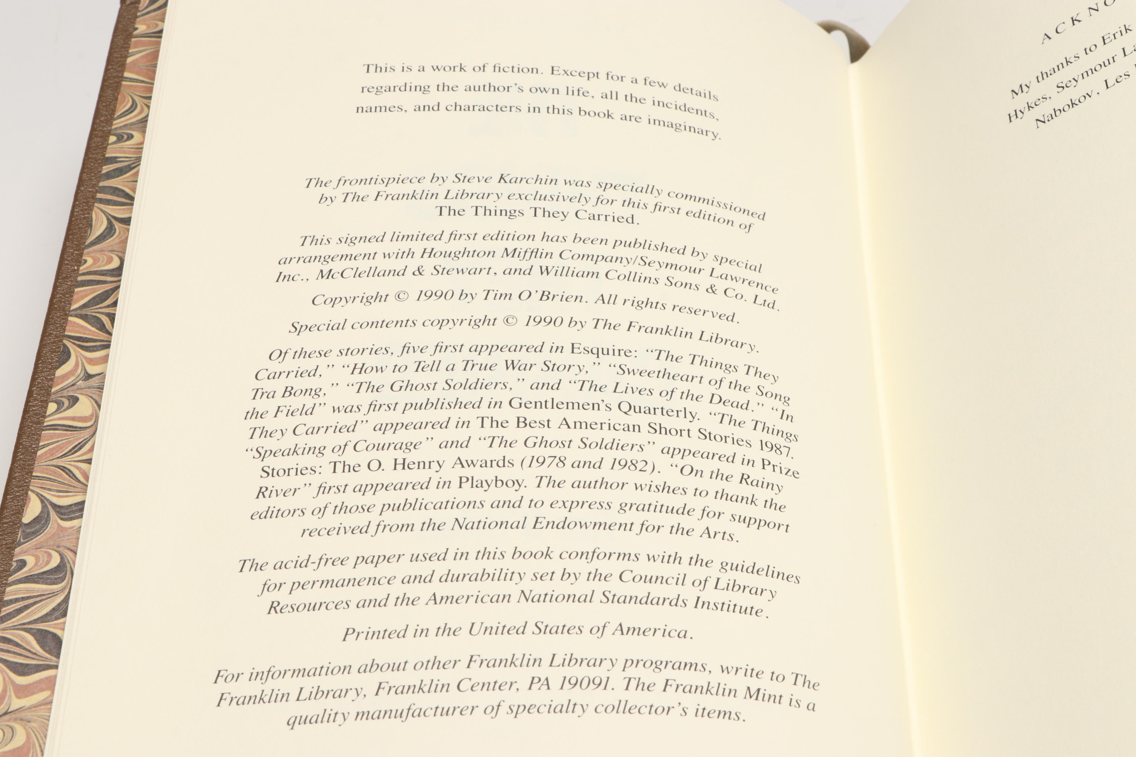 Signed First Edition "The Things They Carried" by Tim O'Brien and More Books