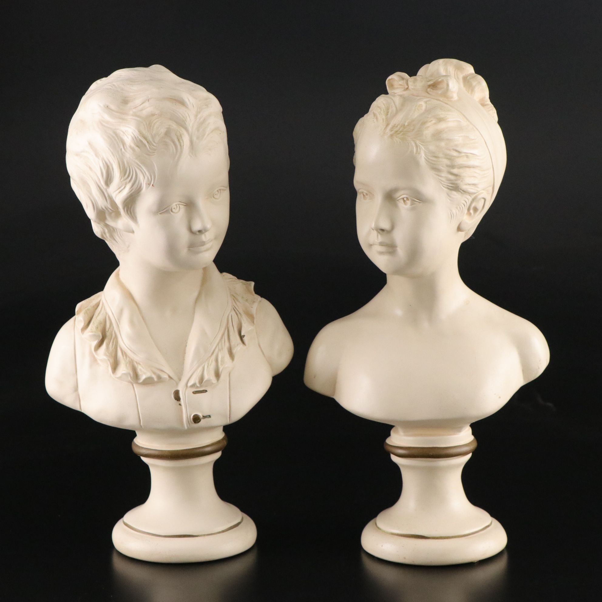Arnaldo Giannelli Italian Cast Busts of Boy and Girl