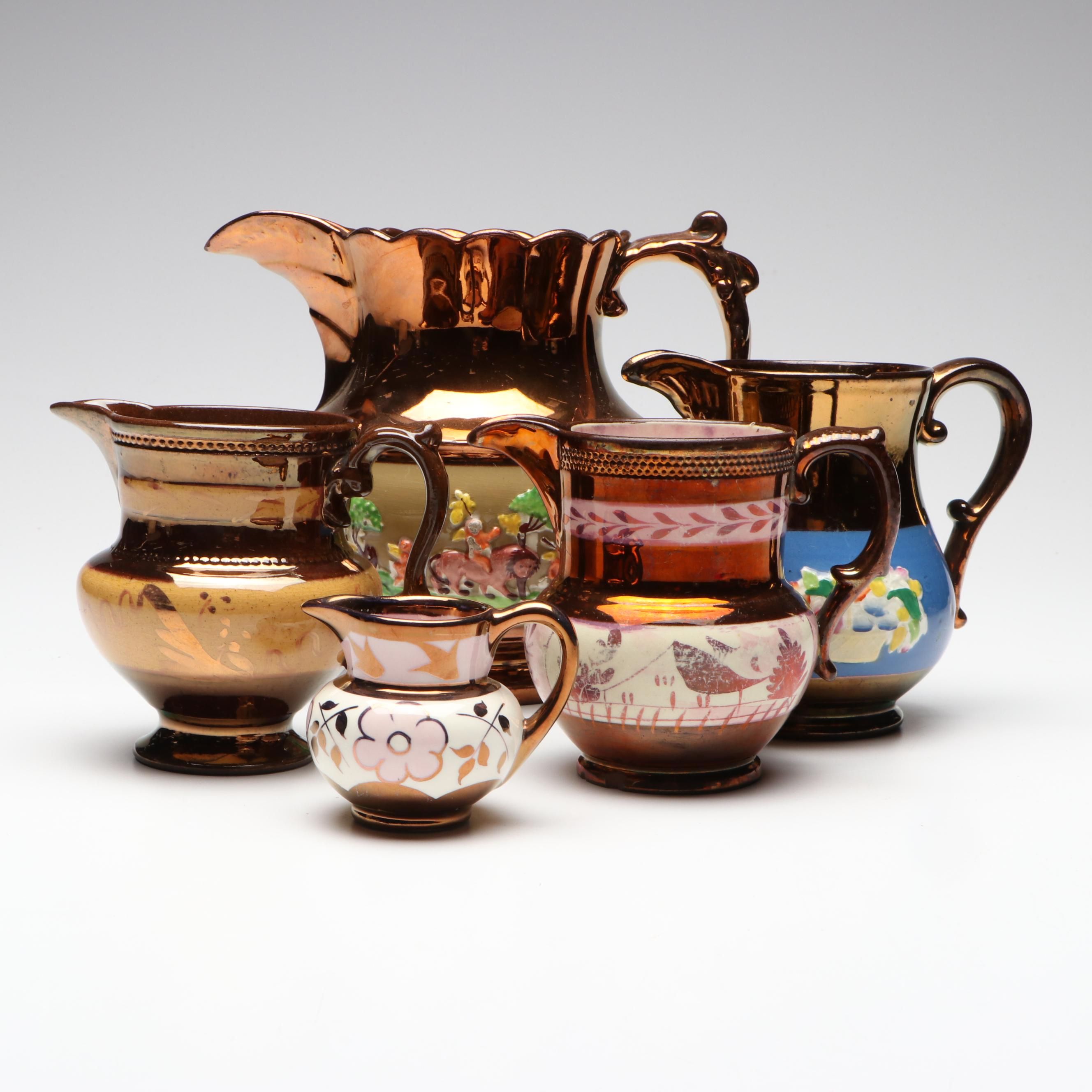 Lancaster & Sandland with Other Vintage Ceramic Lusterware Pitchers