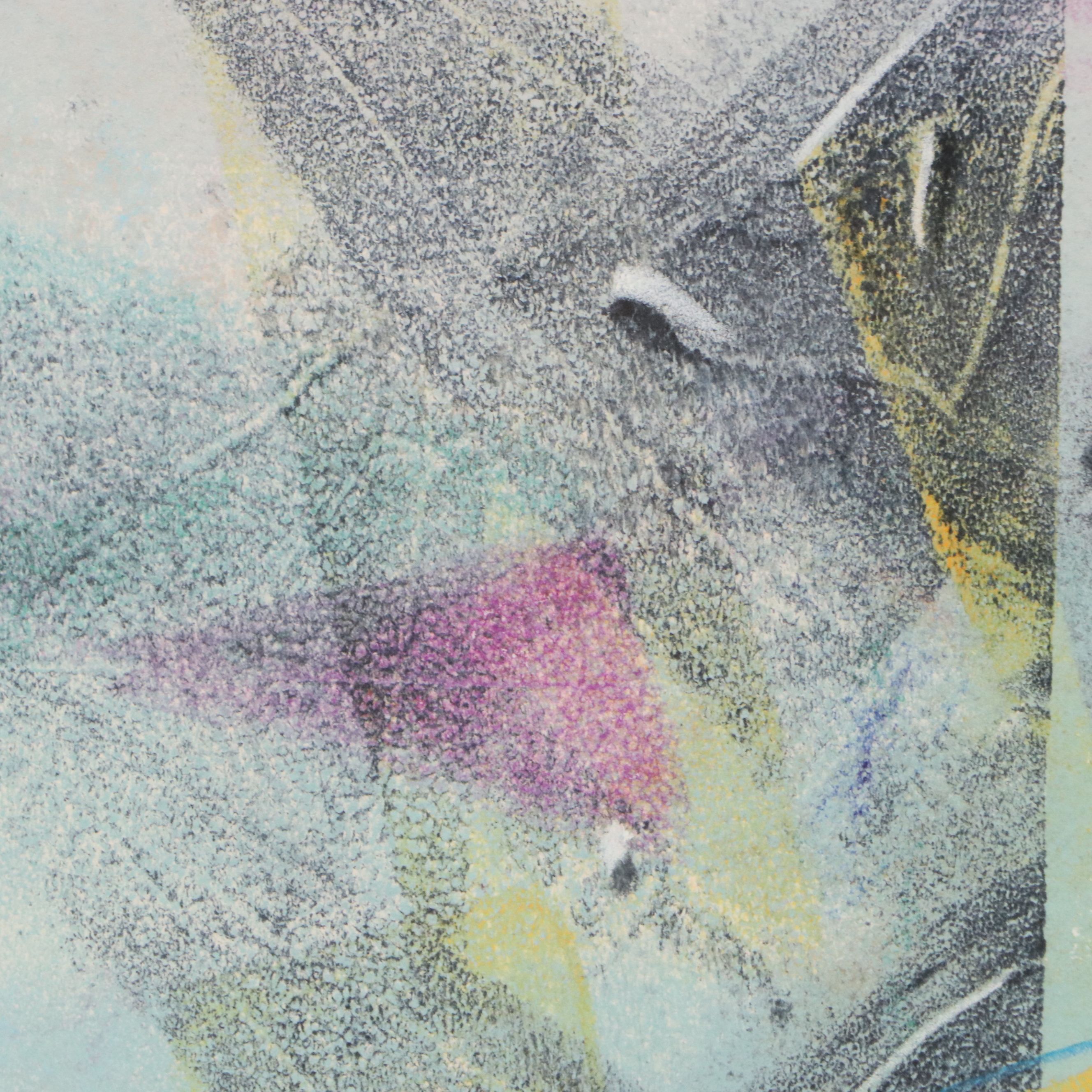 Monoprint Abstract Diptych "Enjoy," 1989