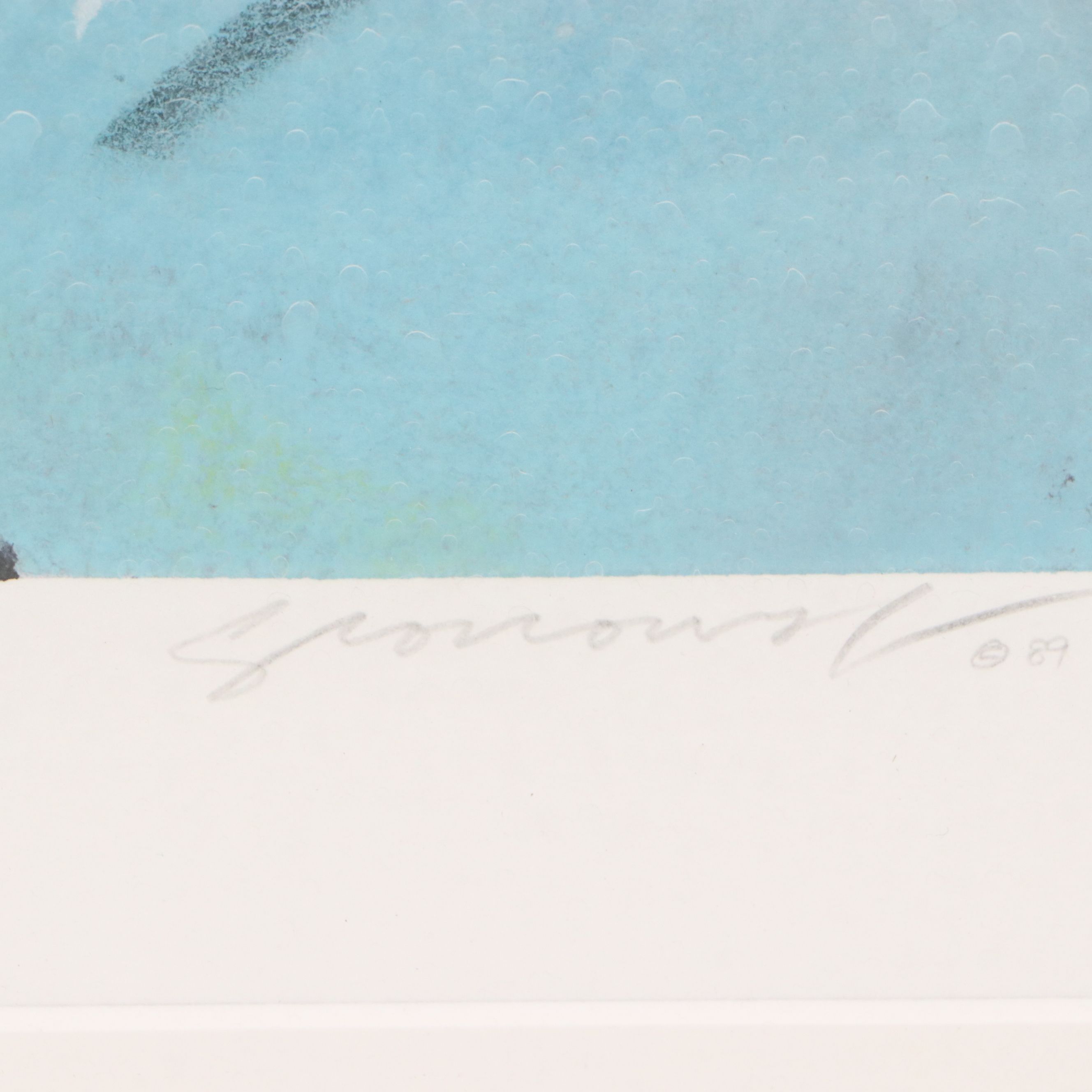 Monoprint Abstract Diptych "Enjoy," 1989