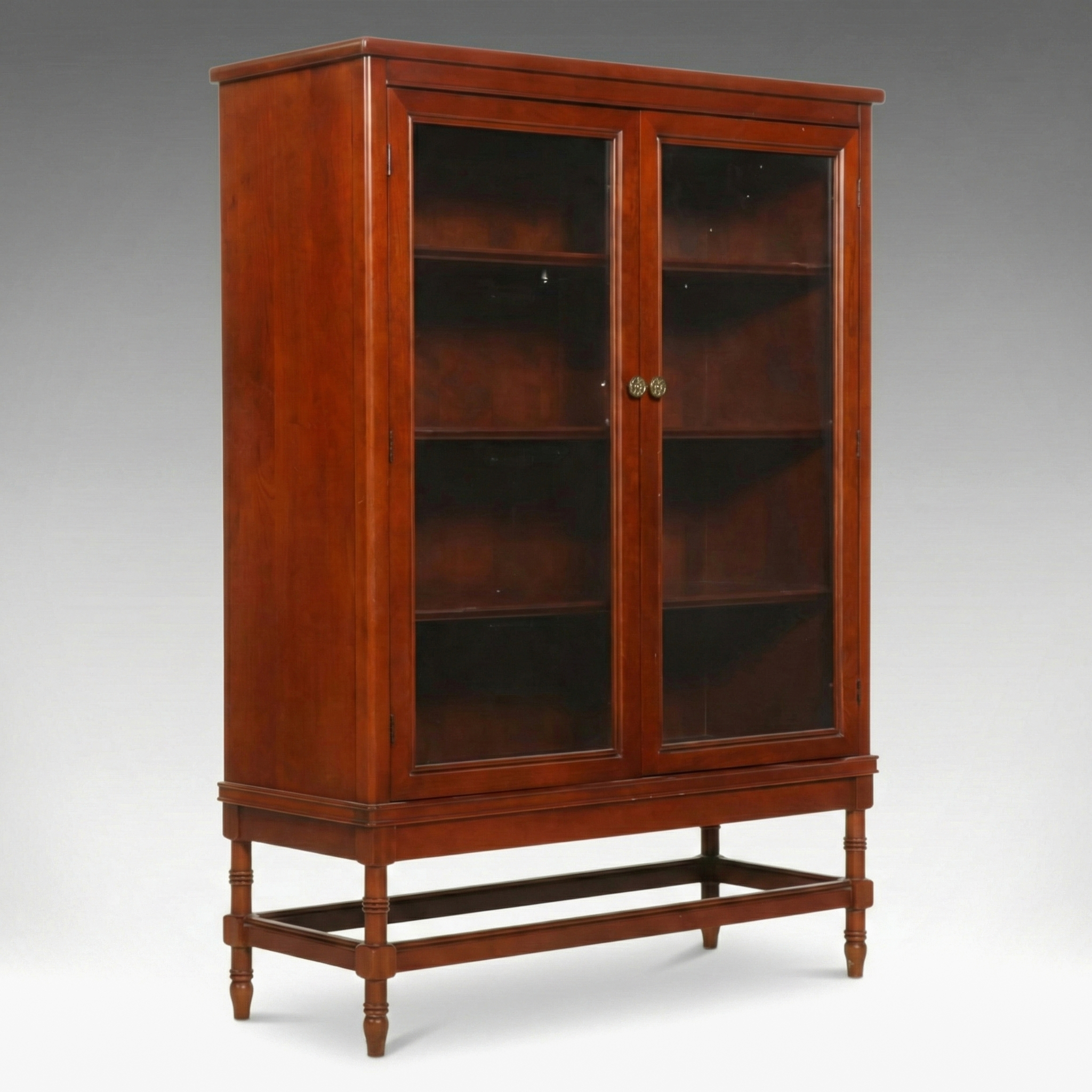 Cherry Display Cabinet with Lighted Shelves