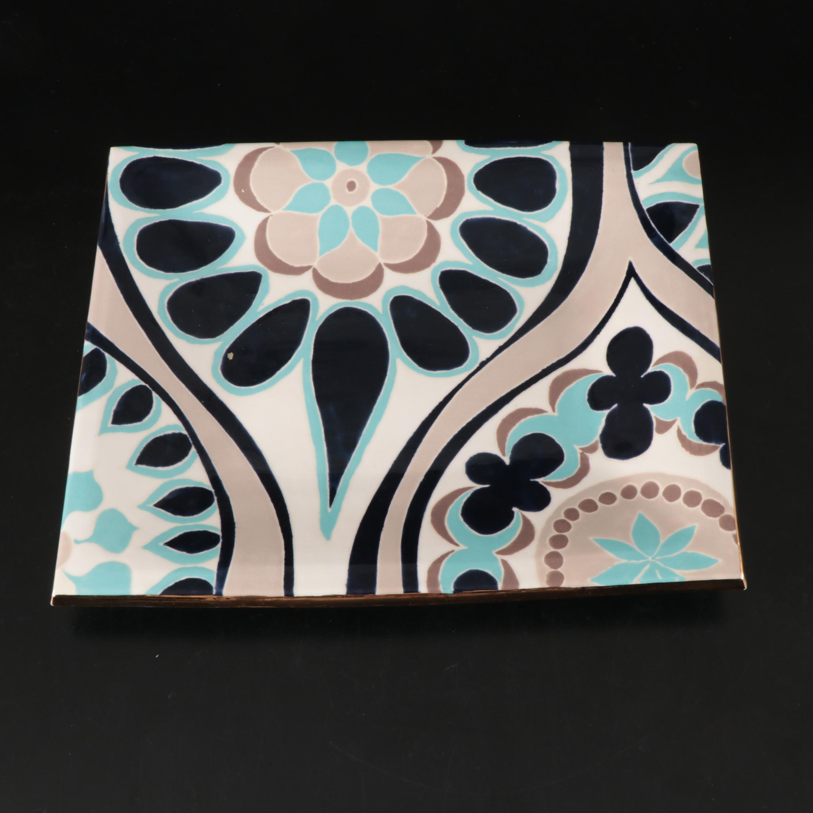 Jill Rosenwald Hand-Painted Ceramic Tray with Villeroy & Boch "New Wave" Mugs