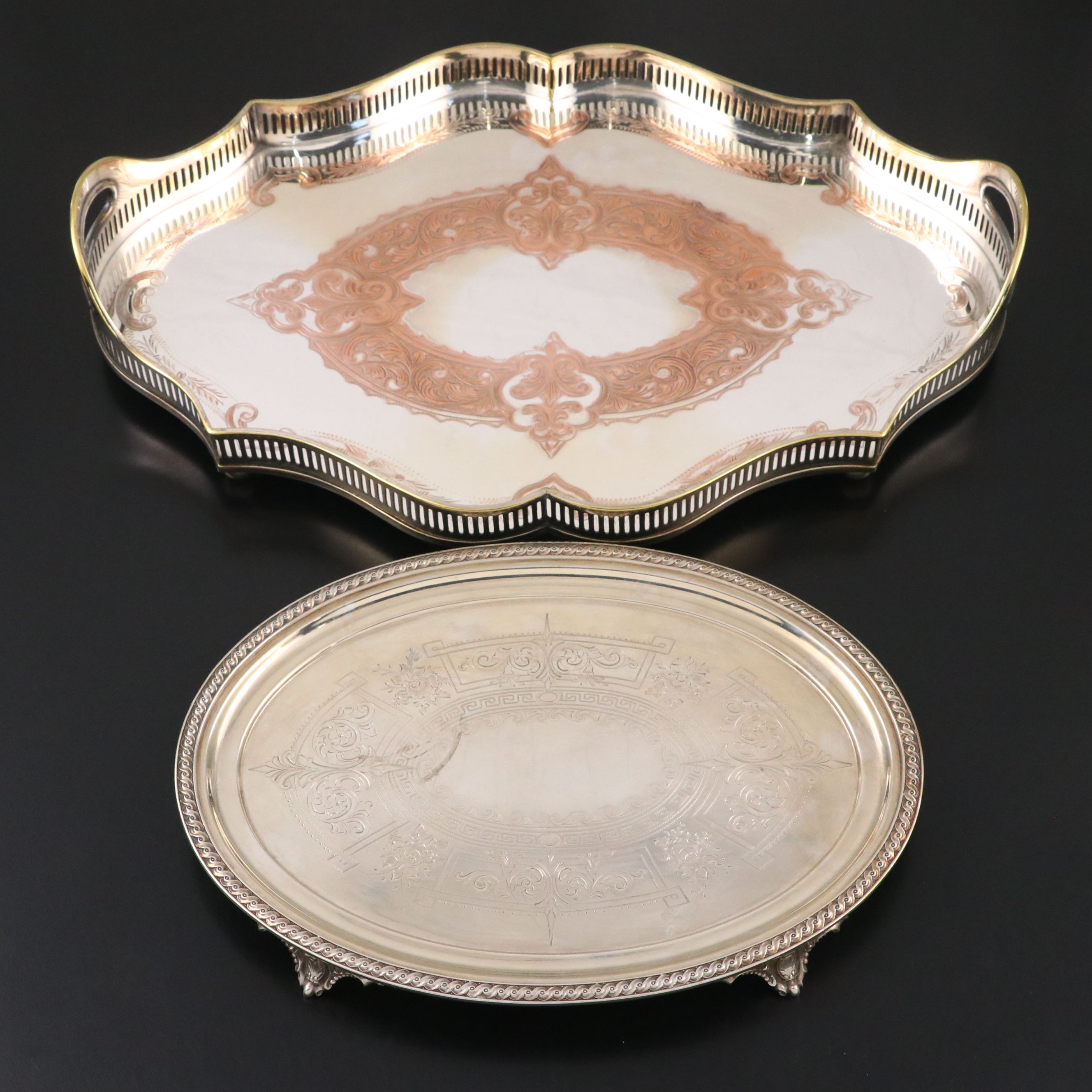 Sheffield Silver Co. and Lowell & Senter Silver Plate Trays
