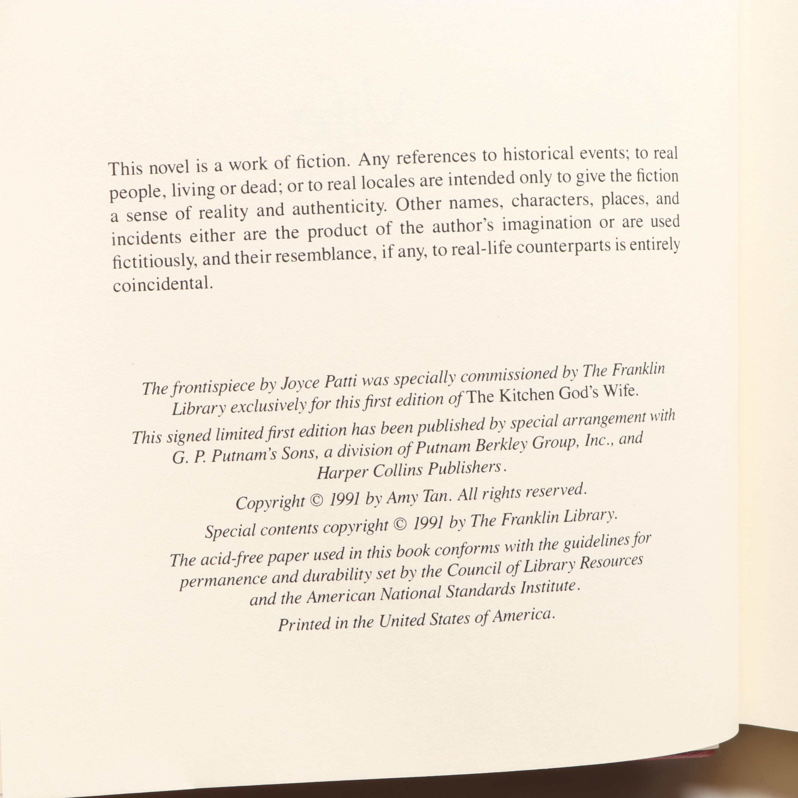 Signed First Edition "The Kitchen God's Wife" by Amy Tan and More