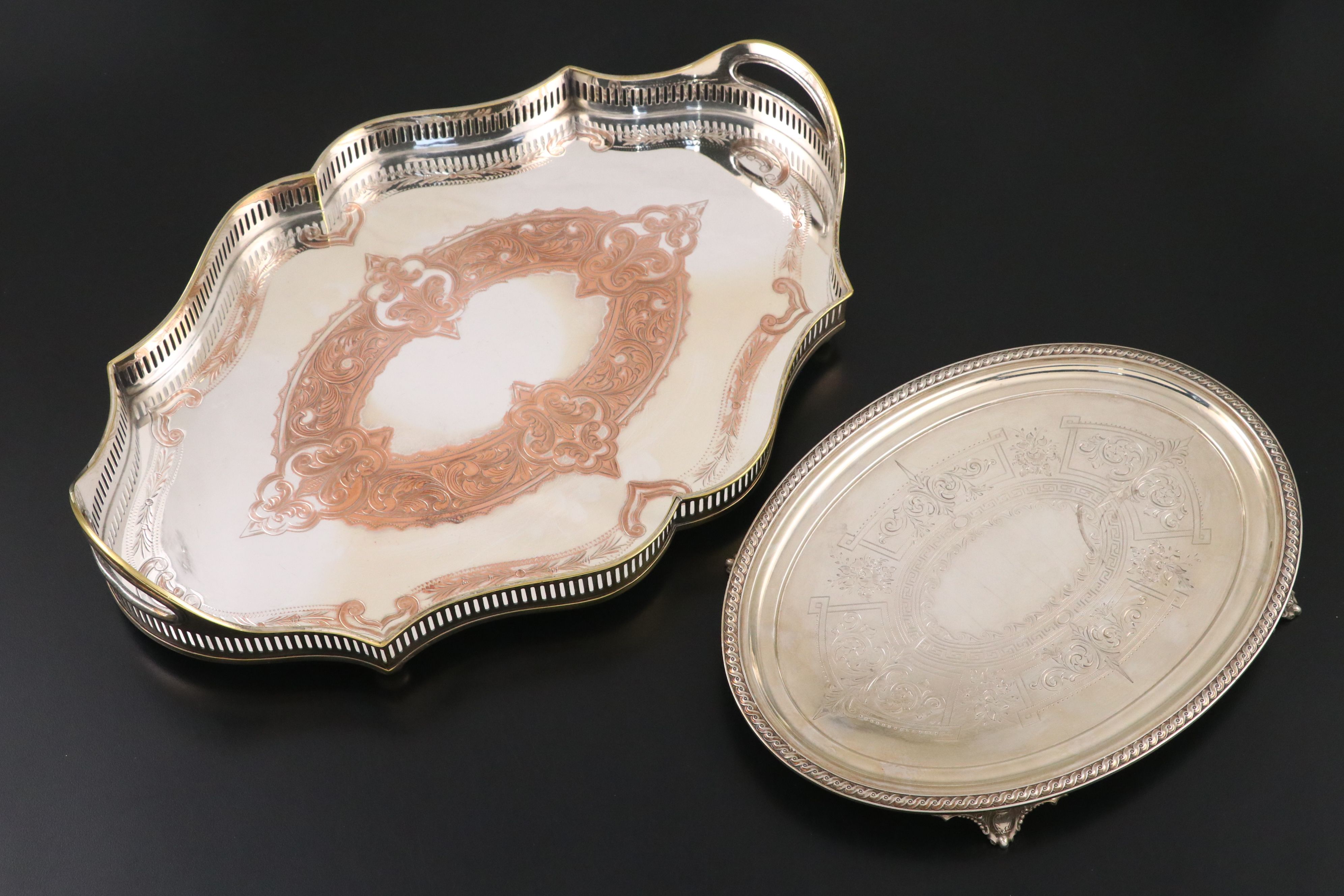 Sheffield Silver Co. and Lowell & Senter Silver Plate Trays