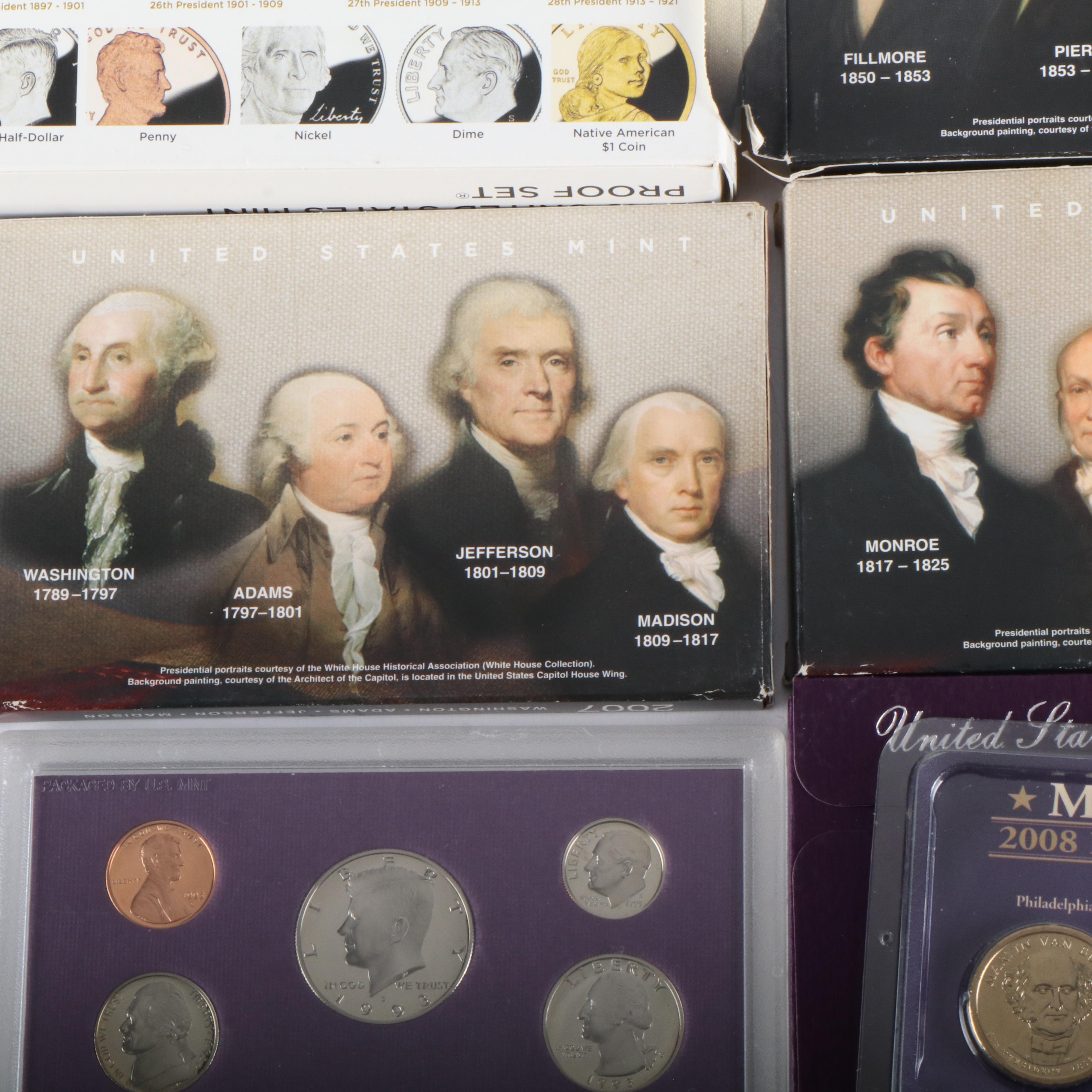 Collection of U.S. Proof Sets and Presidential Dollars