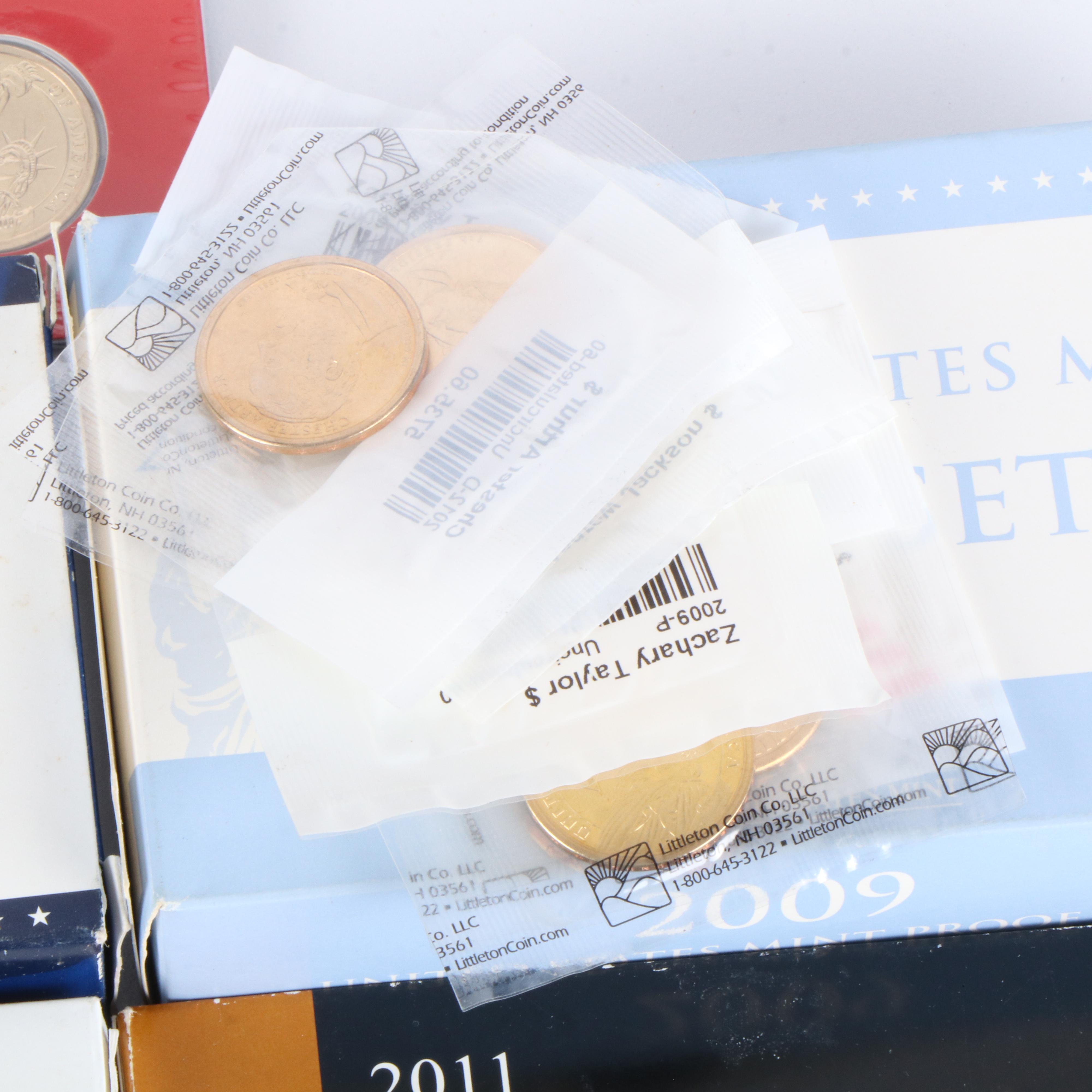 Collection of U.S. Proof Sets and Presidential Dollars