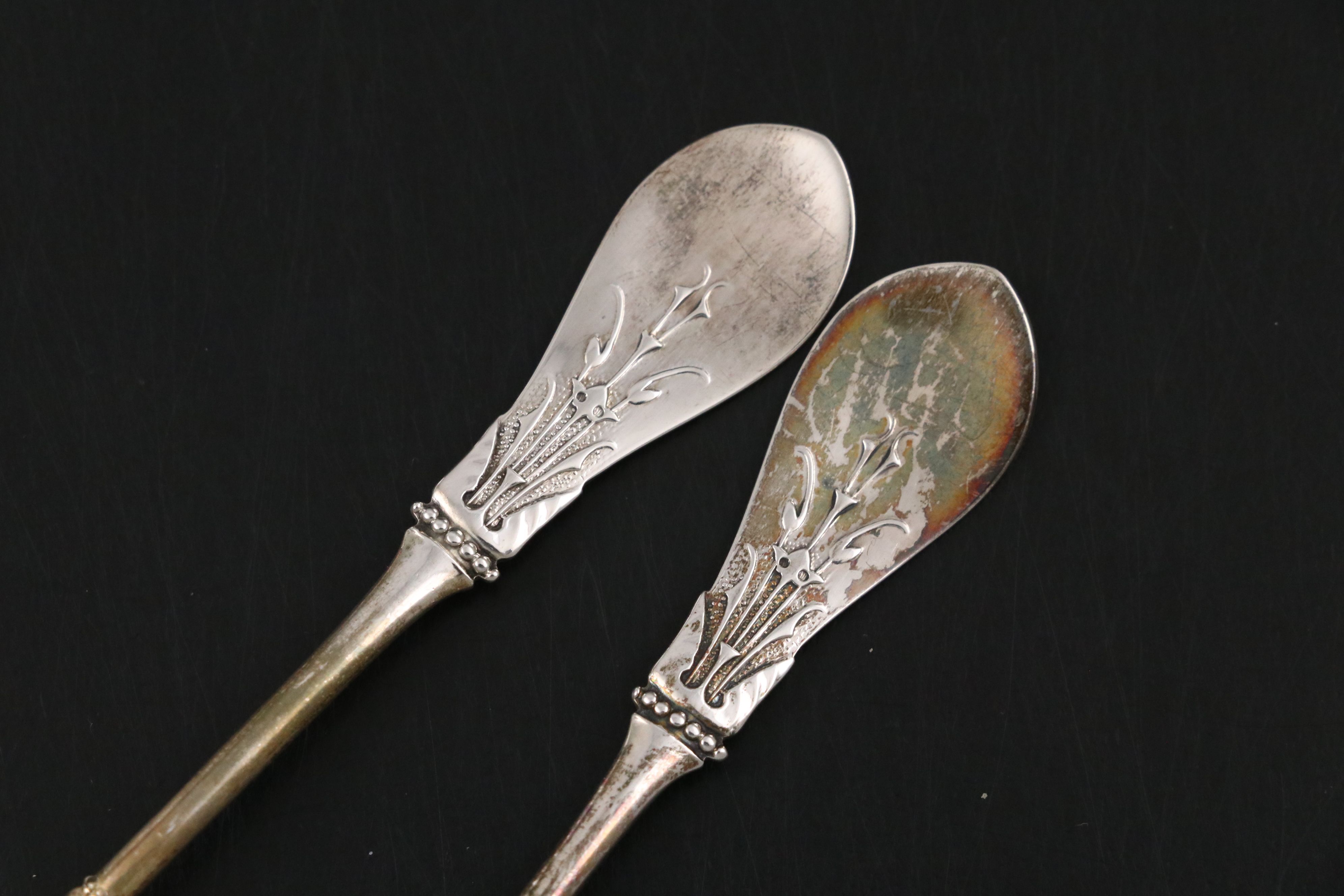 American Sterling Silver Salt Spoons and Sugar Bowl with English Salt Cellars