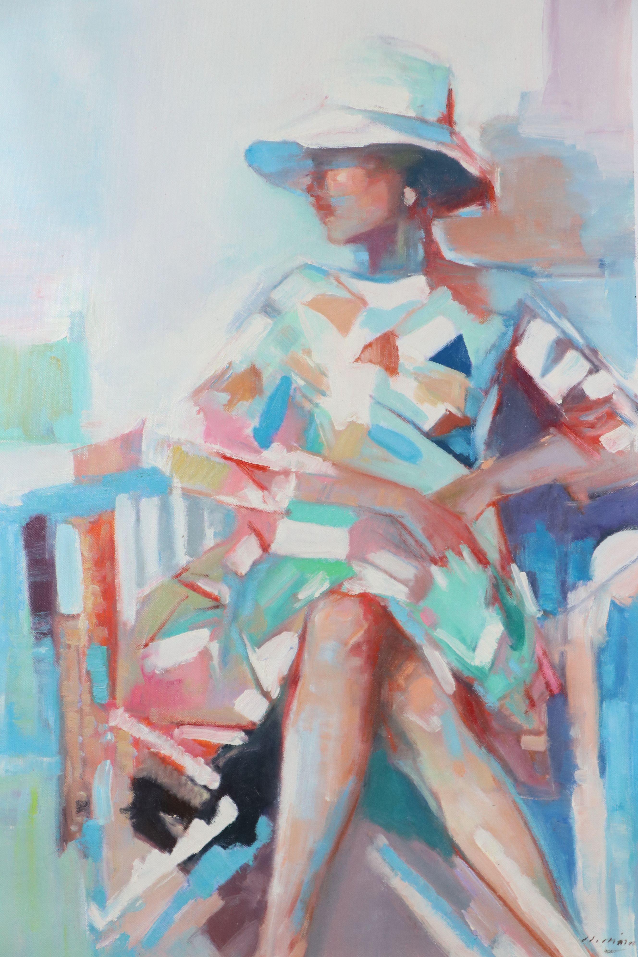 N. Ming Oil Painting of Seated Woman, 21st Century