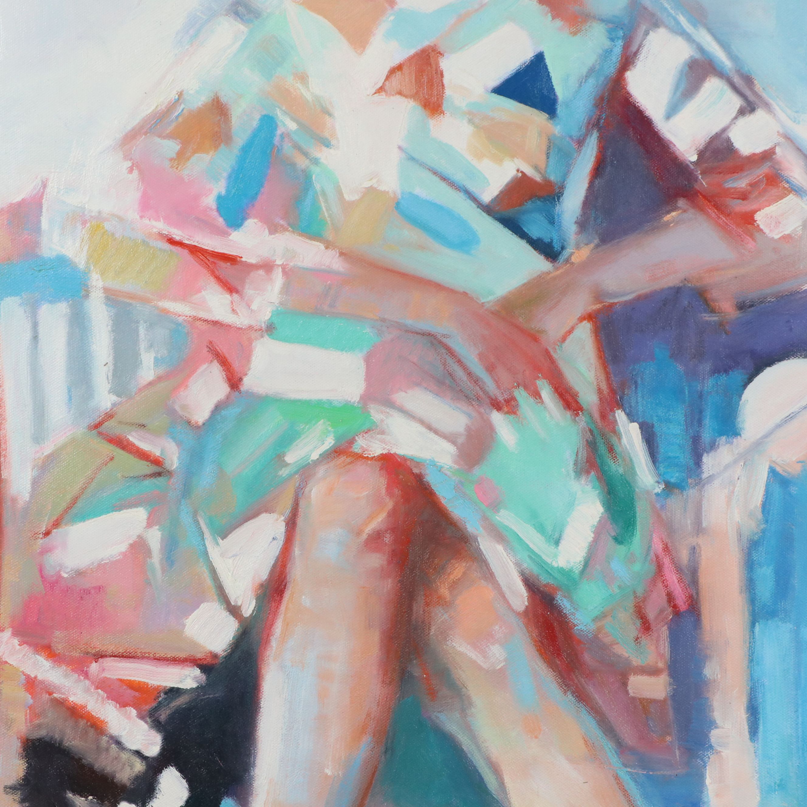 N. Ming Oil Painting of Seated Woman, 21st Century