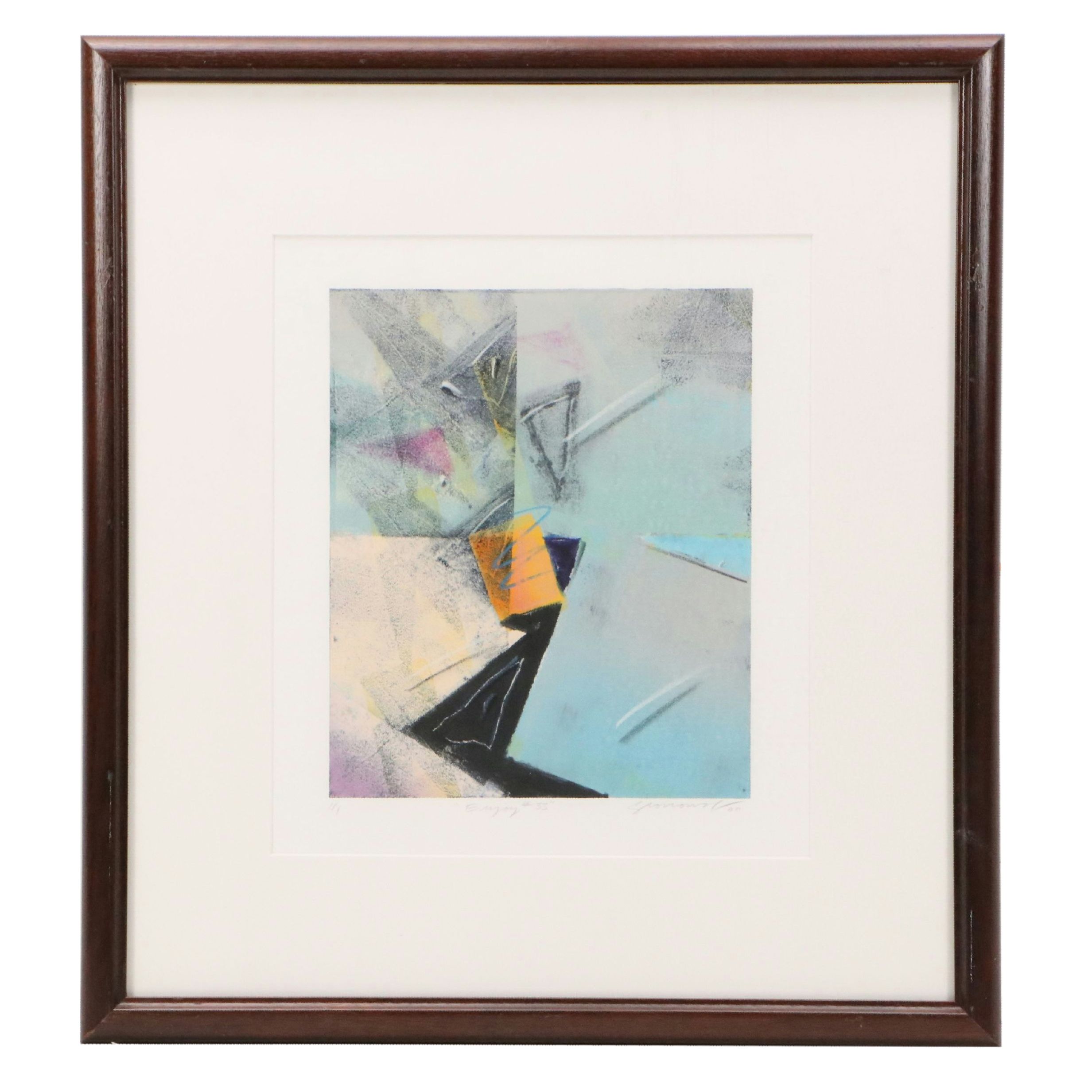 Monoprint Abstract Diptych "Enjoy," 1989