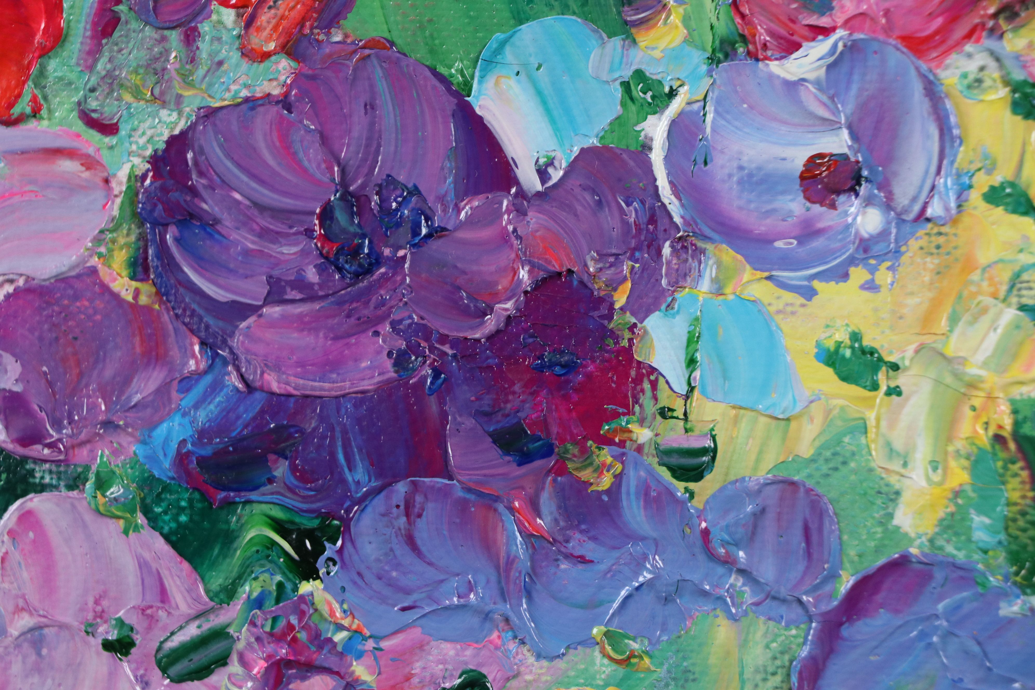 Ping Impasto Acrylic Painting of Field of Flowers, 21st Century