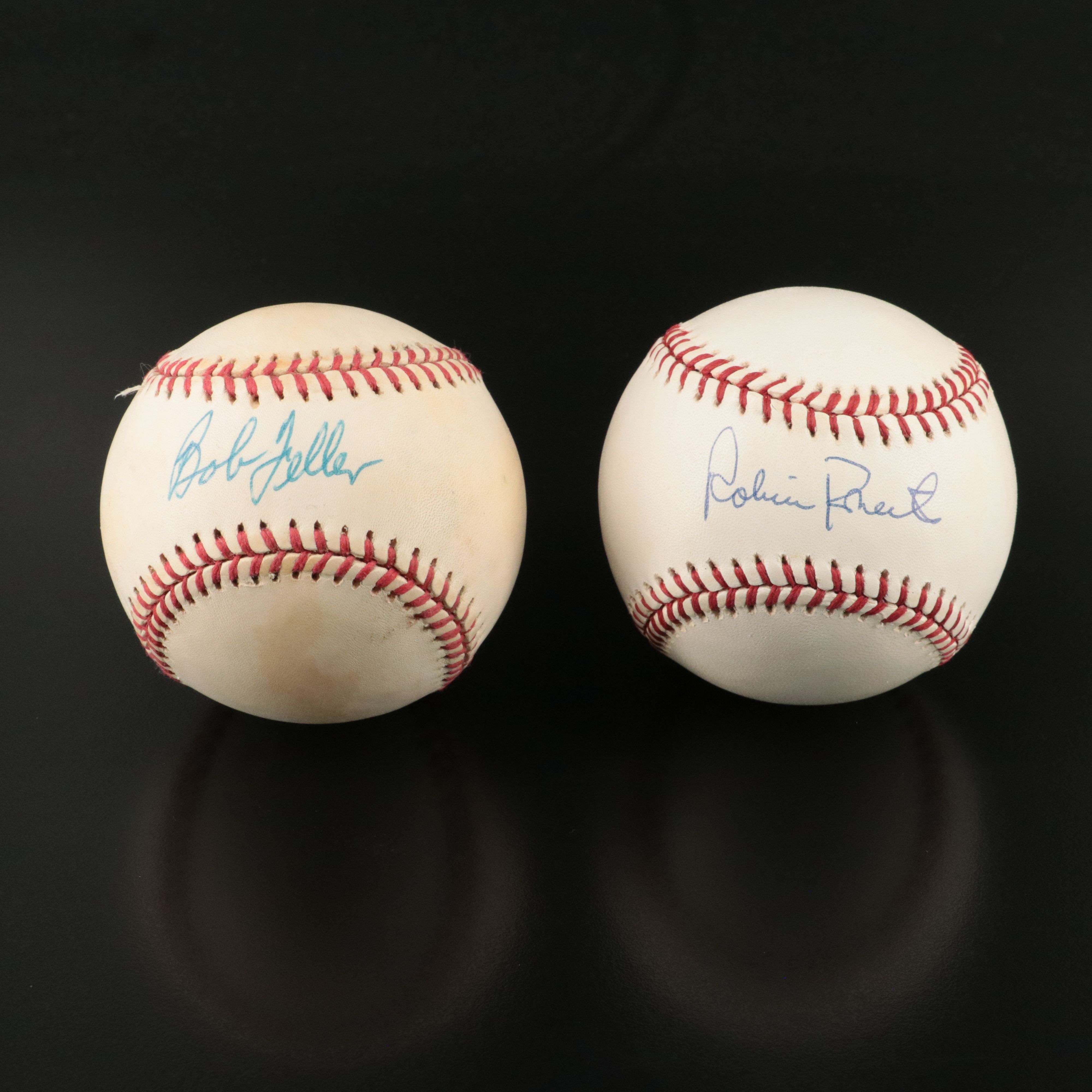 Bob Feller and Robin Roberts Signed Rawlings Official American League Baseballs