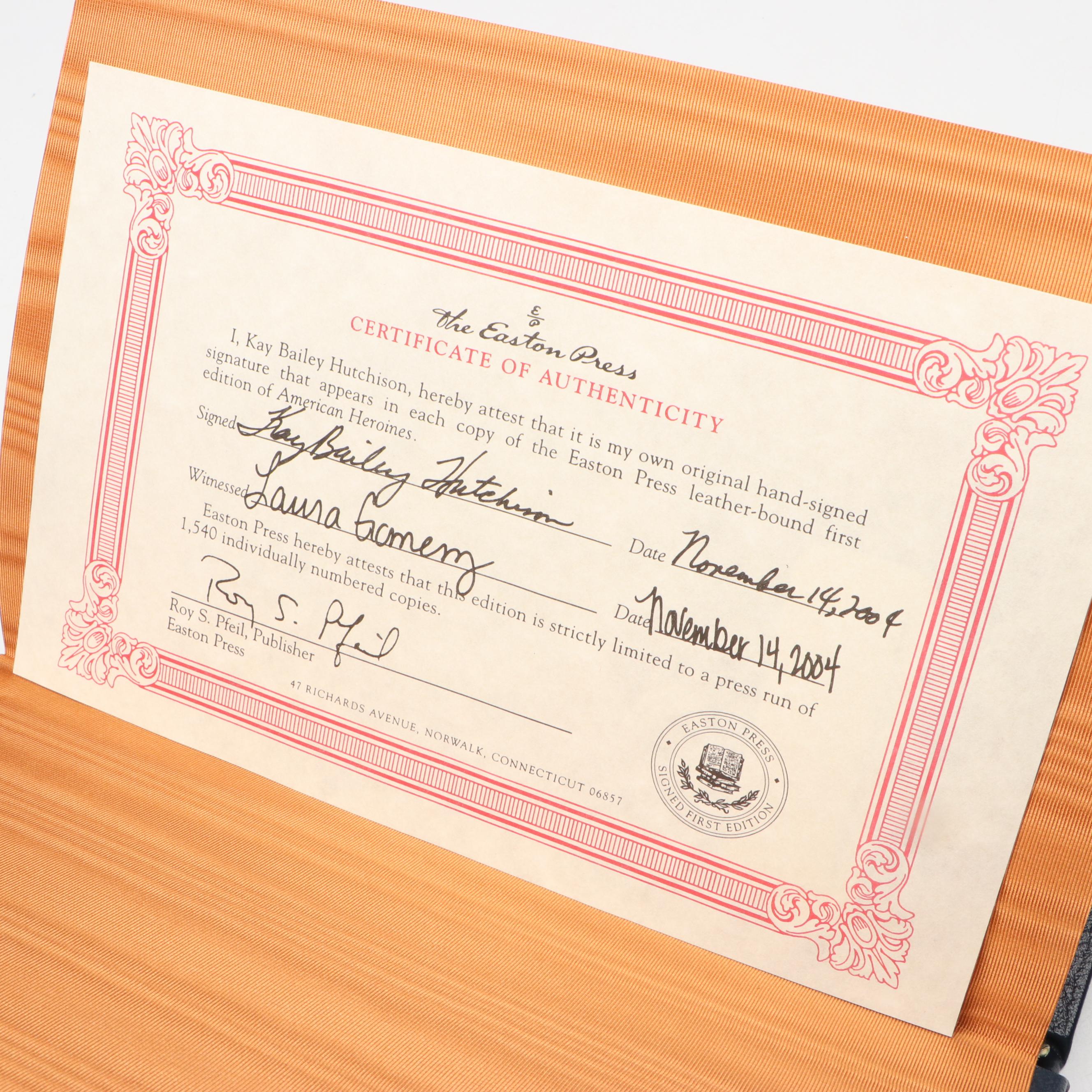 Signed First Edition "American Heroines" by Kay Bailey Hutchison and More Books