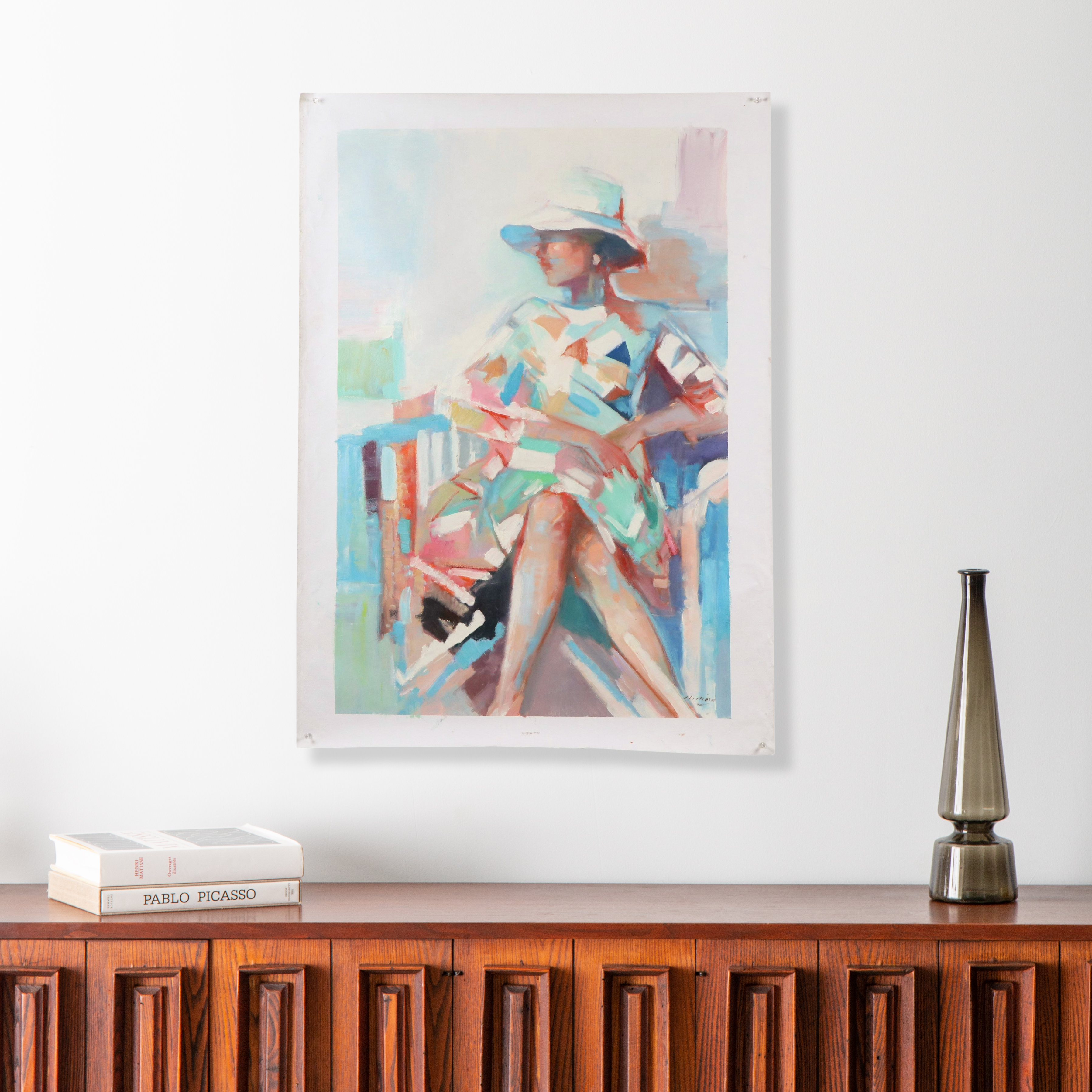 N. Ming Oil Painting of Seated Woman, 21st Century