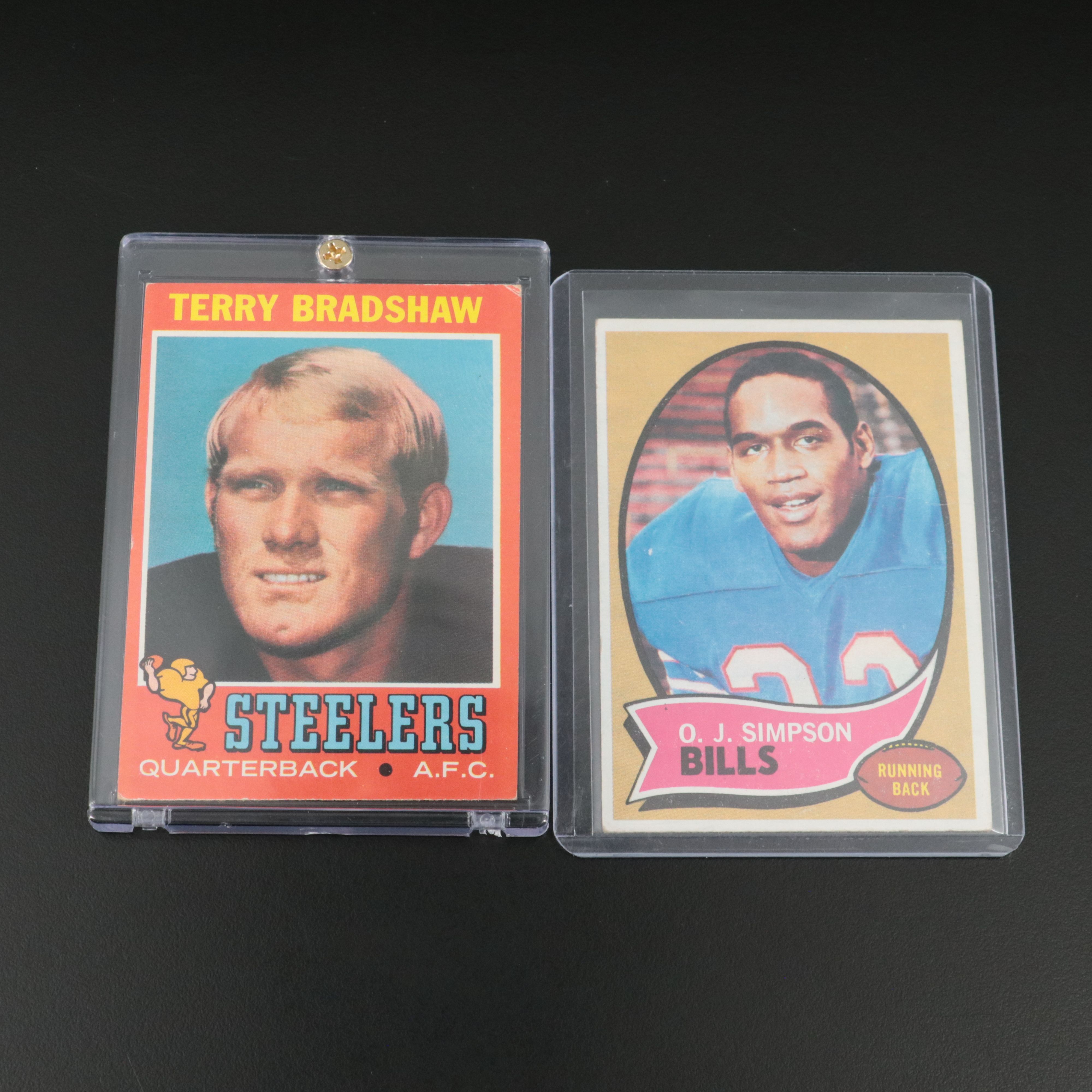Terry Bradshaw and O.J. Simpson Topps Rookie Football Cards