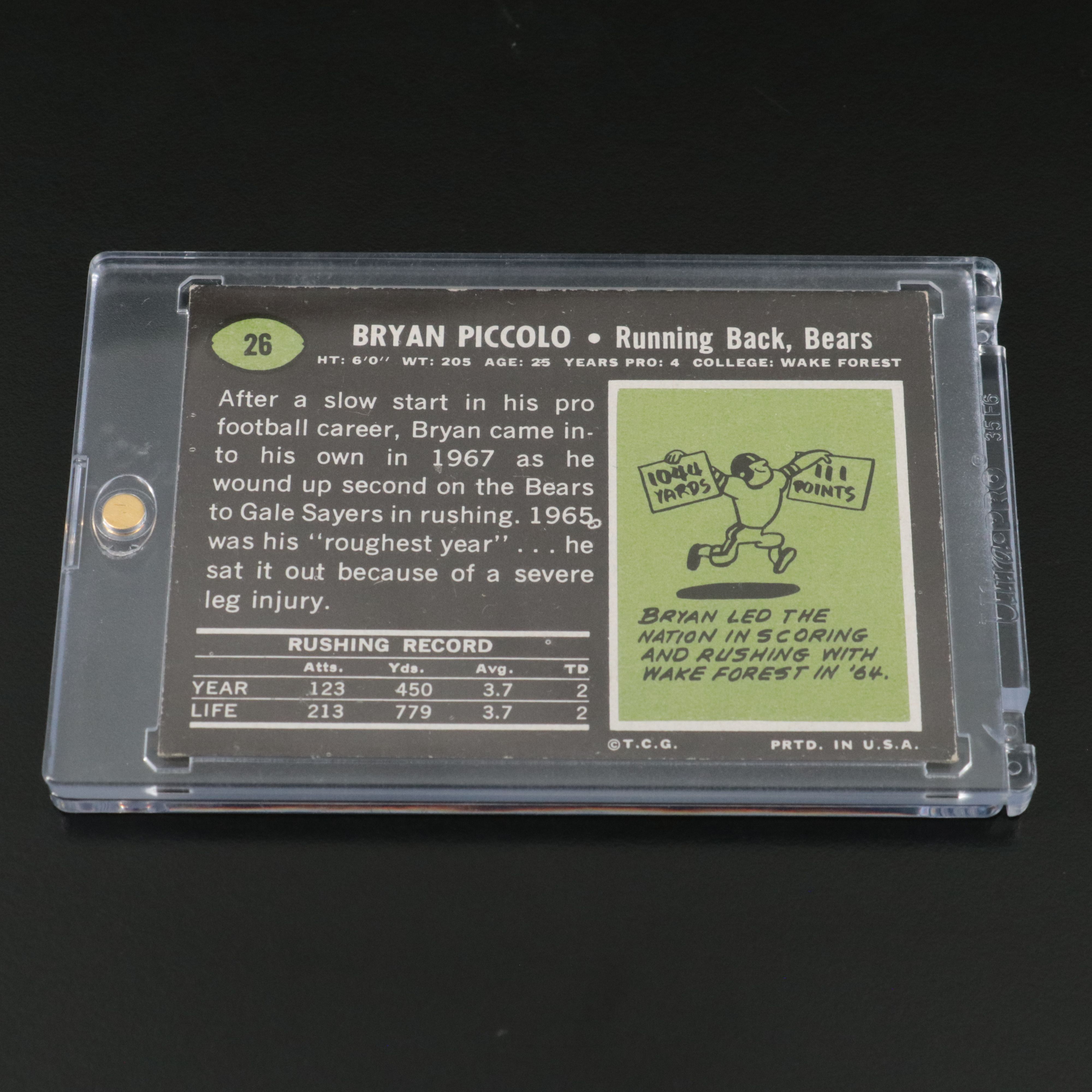 1969 Topps Brian Piccolo and Larry Csonka Rookie Football Cards