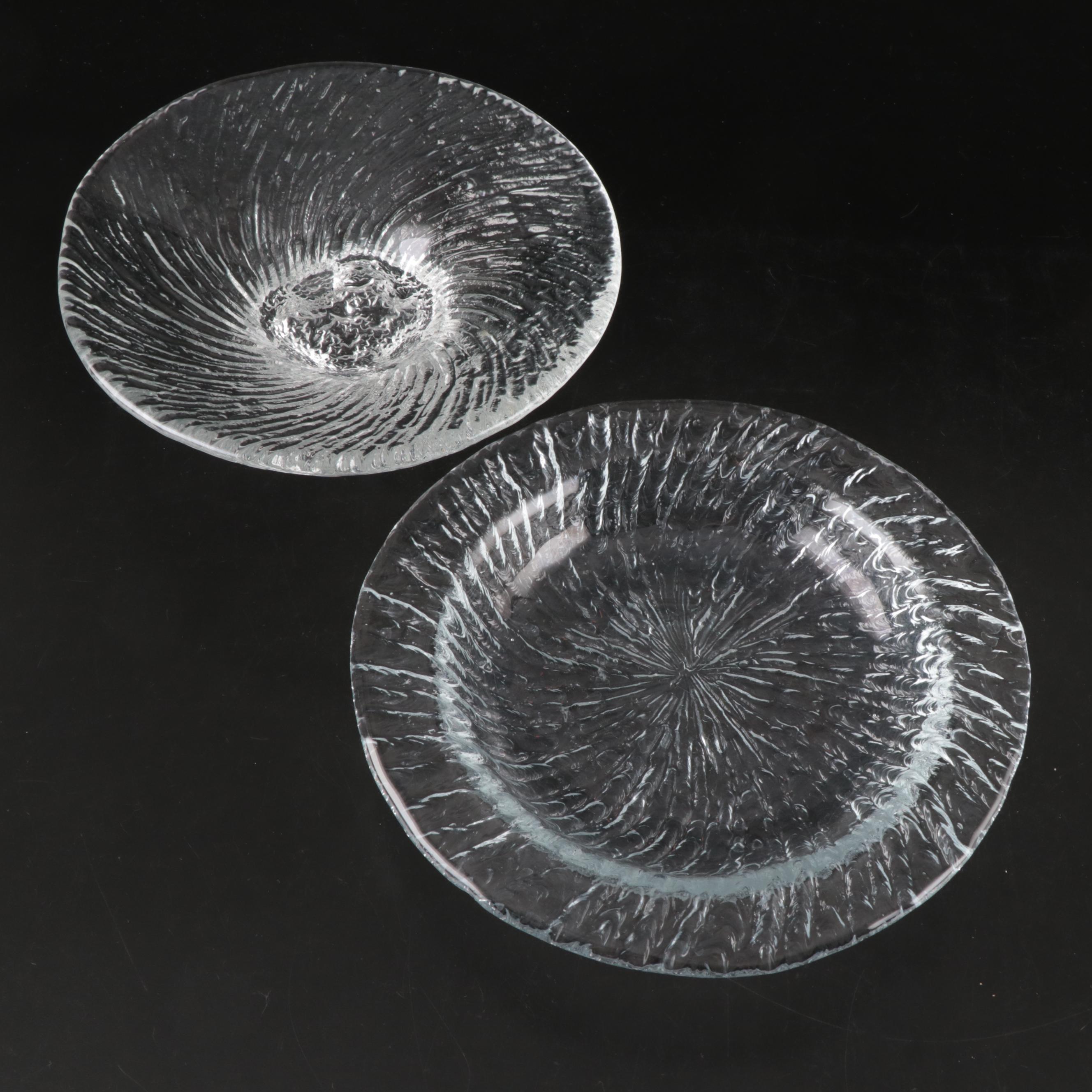 Iittala "Avanto" and Riihimäen Lasi Finnish Blown Glass Textured Bowls
