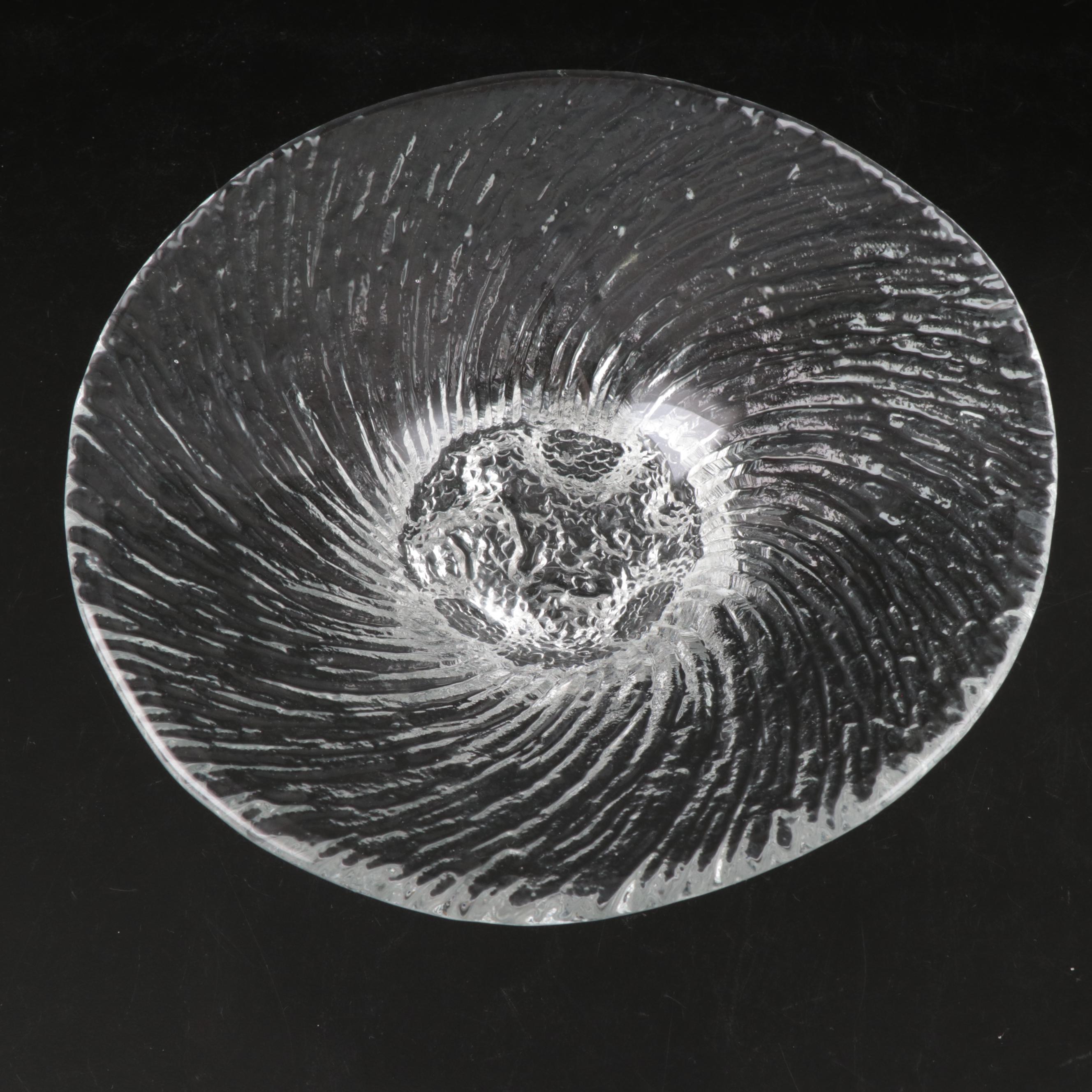 Iittala "Avanto" and Riihimäen Lasi Finnish Blown Glass Textured Bowls