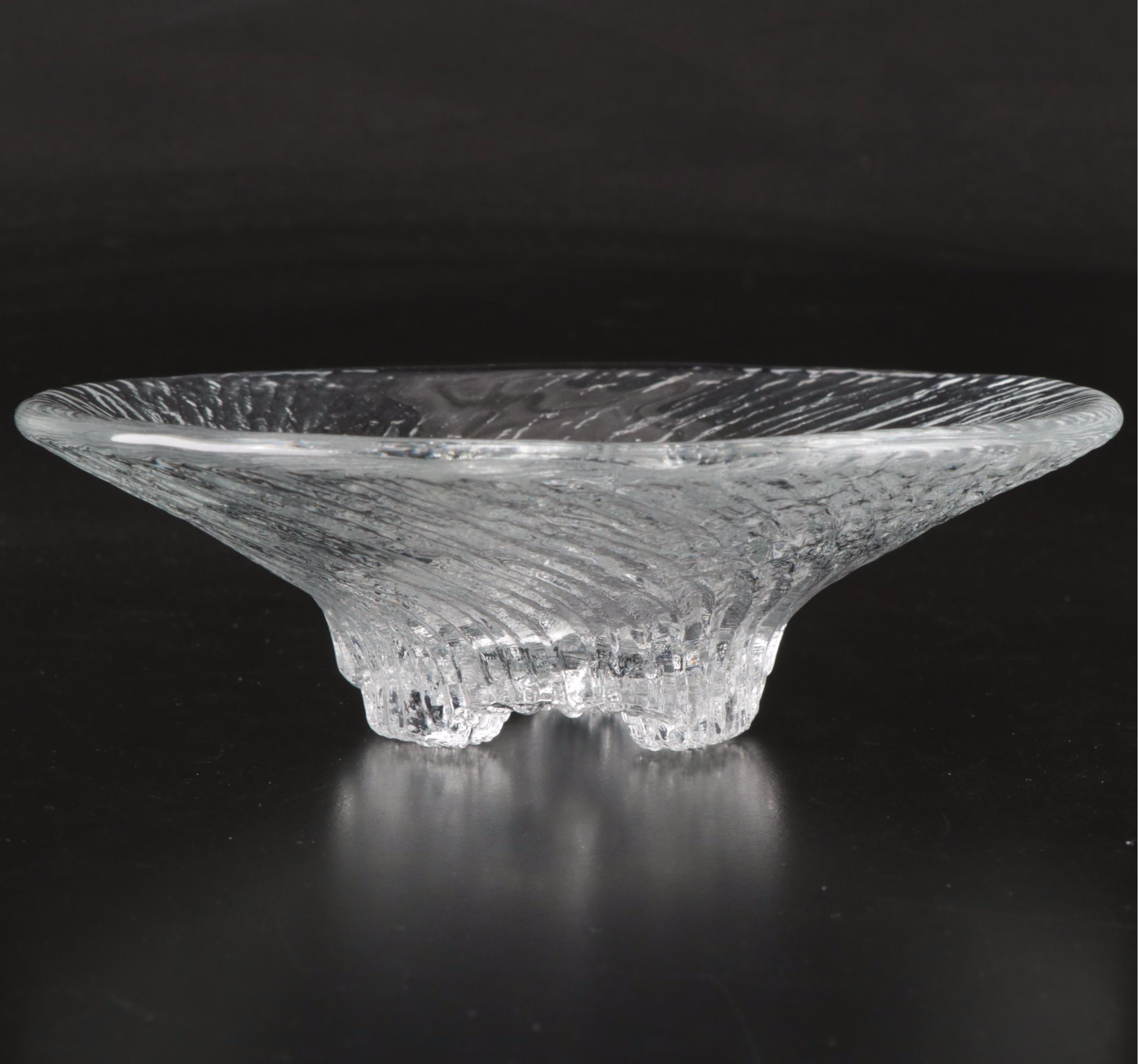 Iittala "Avanto" and Riihimäen Lasi Finnish Blown Glass Textured Bowls