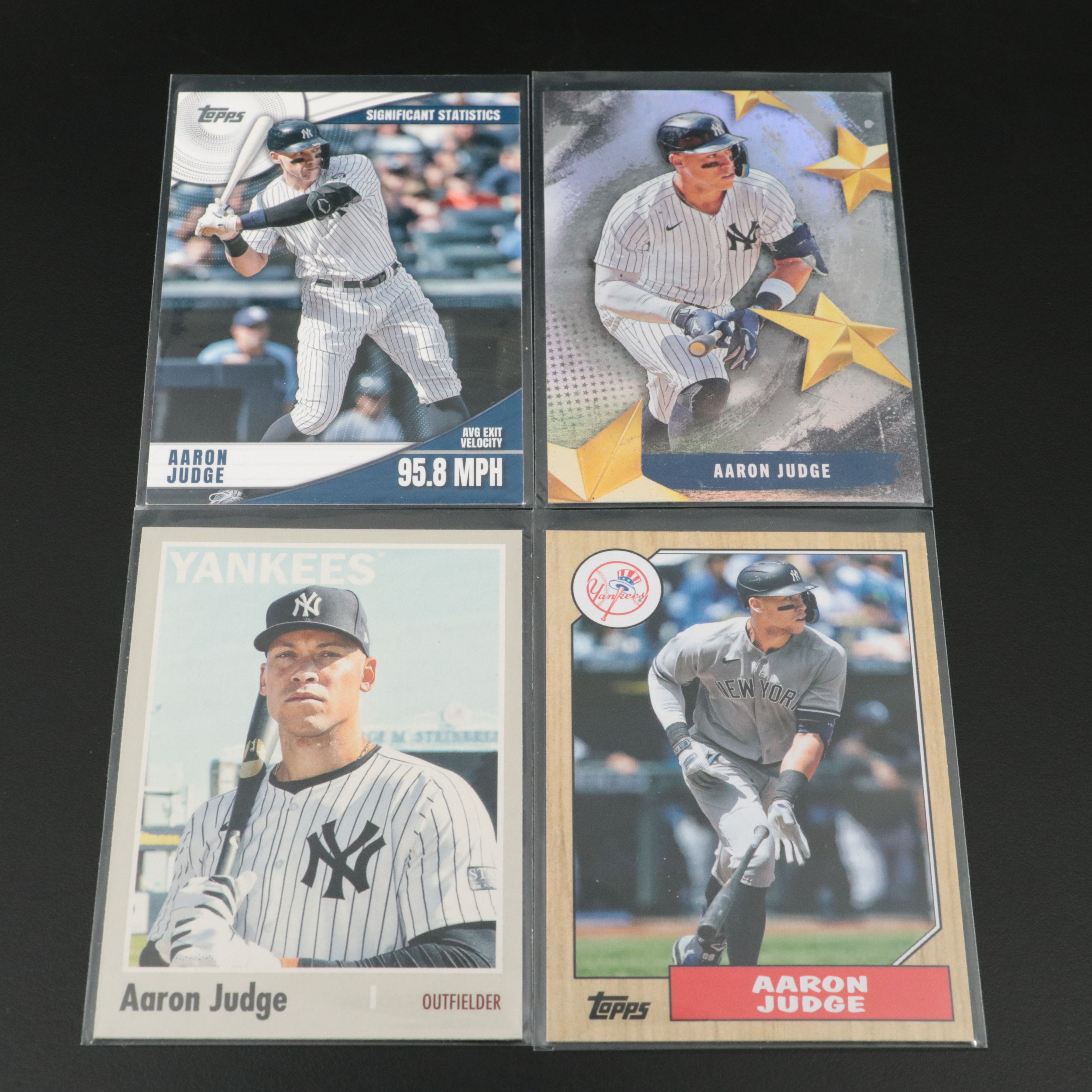 Mike Trout and Aaron Judge Baseball Cards with Relic, Serial Numbered, and More