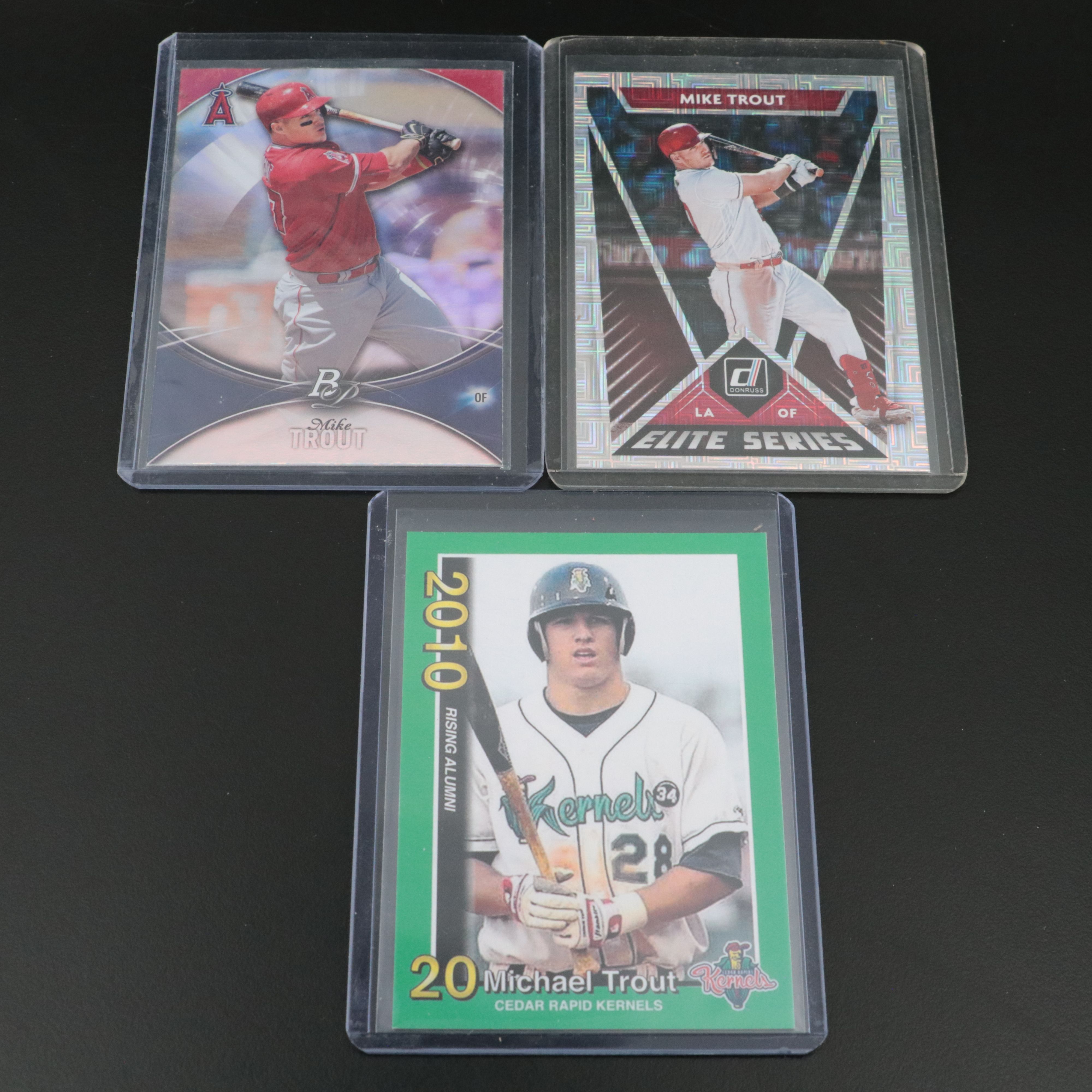 Mike Trout and Aaron Judge Baseball Cards with Relic, Serial Numbered, and More