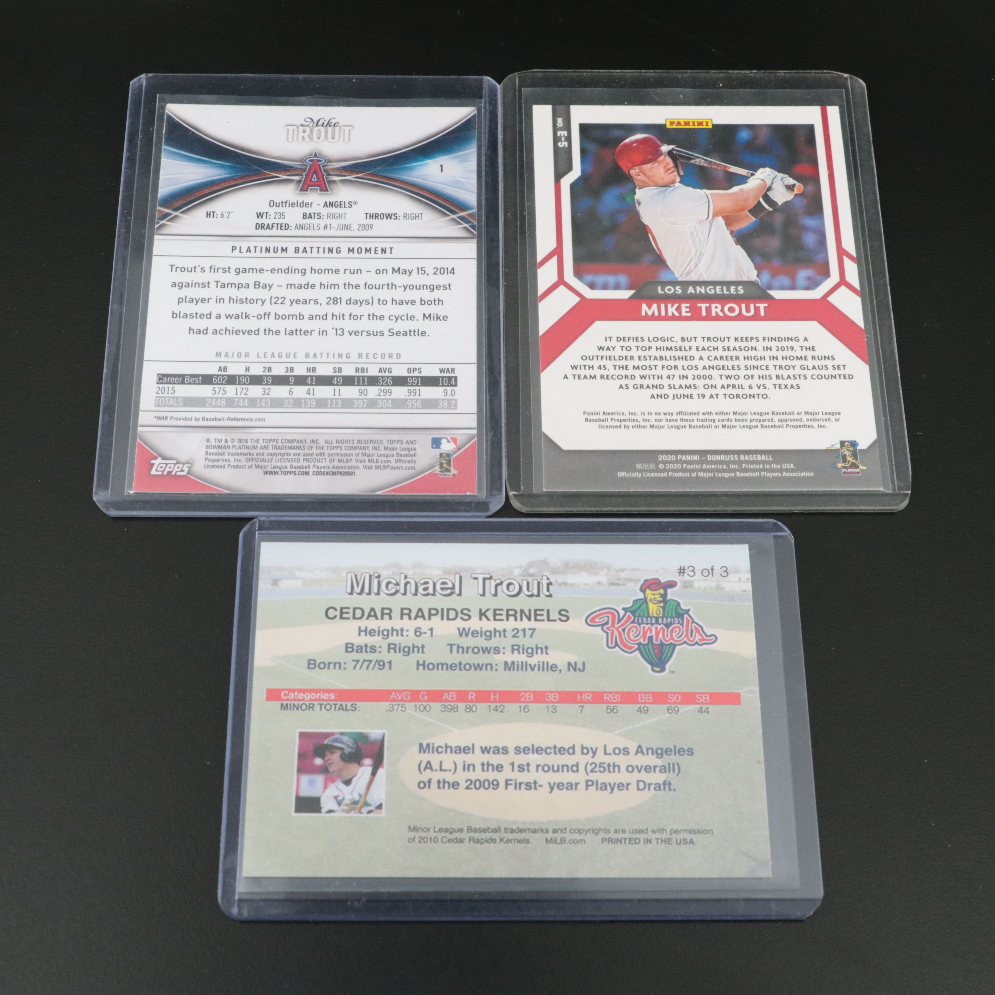 Mike Trout and Aaron Judge Baseball Cards with Relic, Serial Numbered, and More