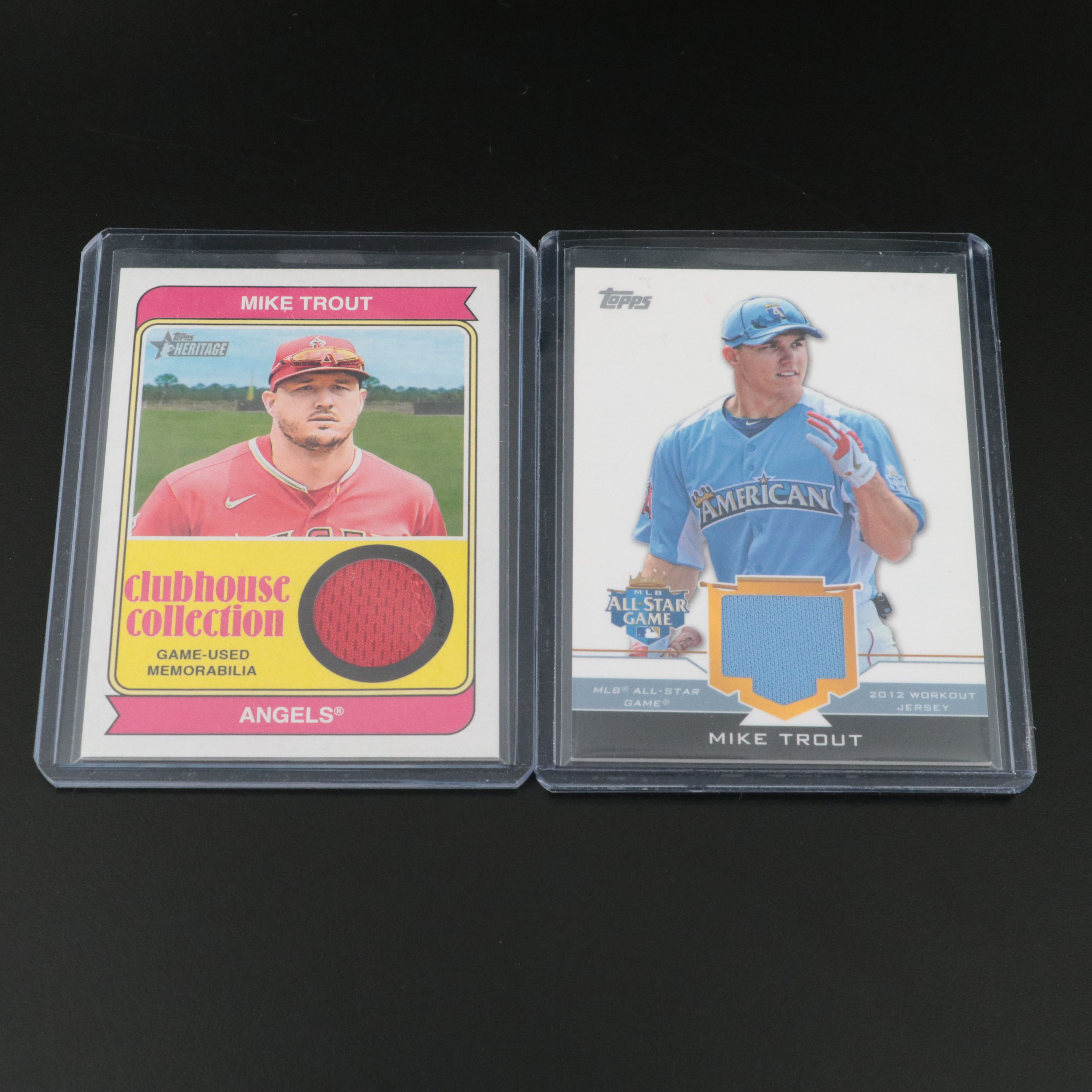 Mike Trout and Aaron Judge Baseball Cards with Relic, Serial Numbered, and More
