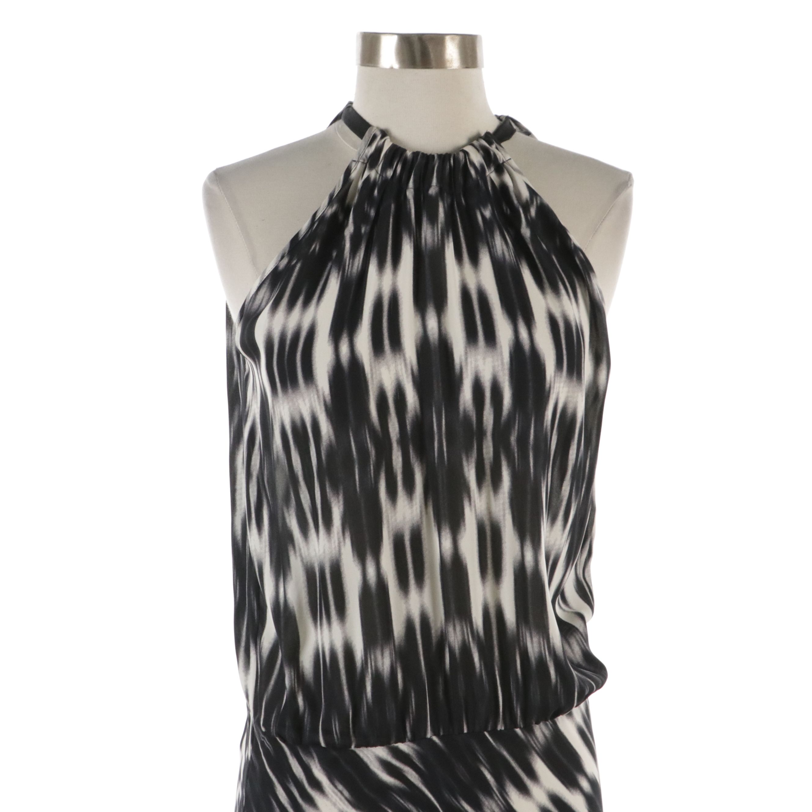 Nili Lotan Tye Dye Silk Halter Dress and See by Chloé Navy Ruffled Cotton Skirt