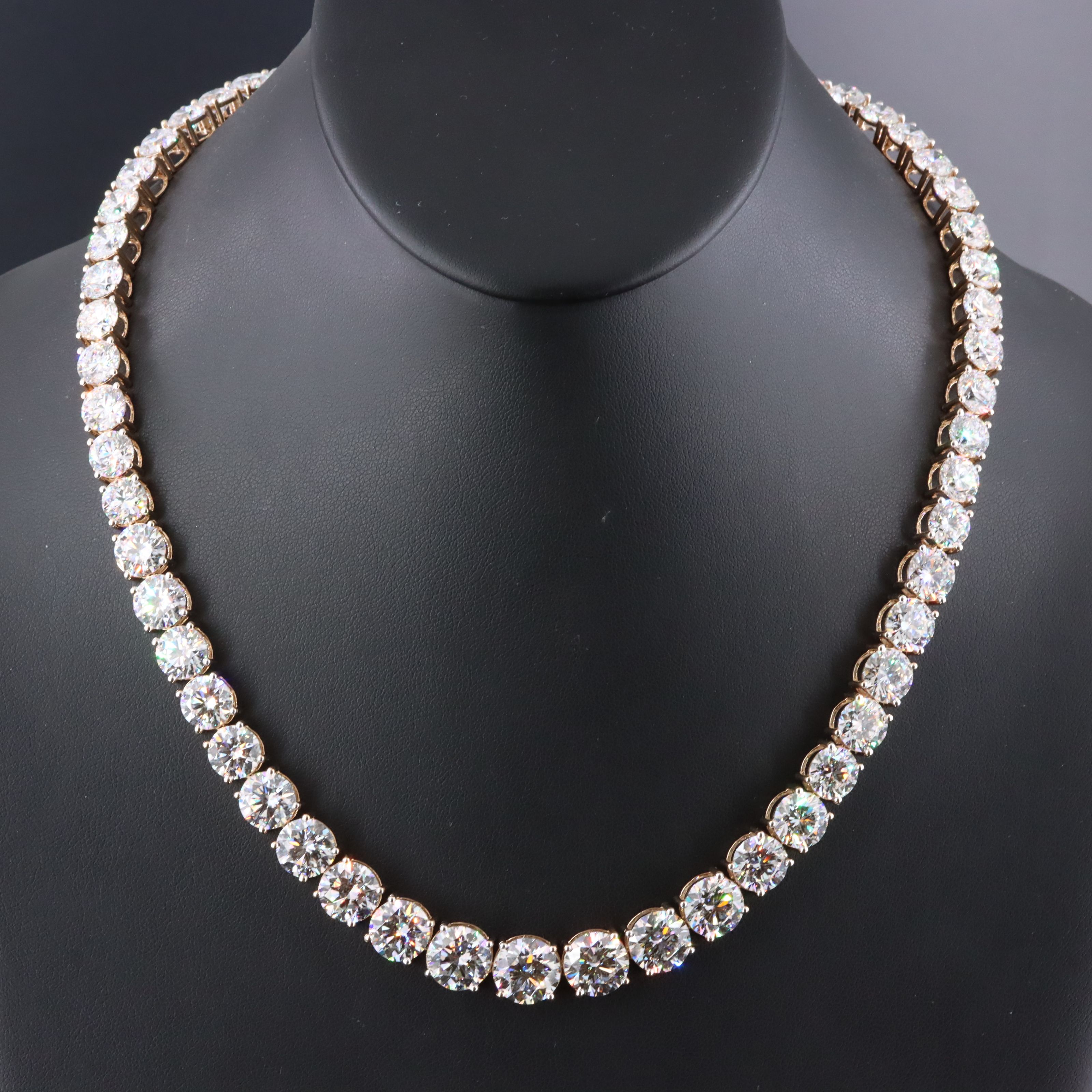 14K 108.25 CTW Lab Grown Diamond Riviéra Necklace w/ IGI Reports