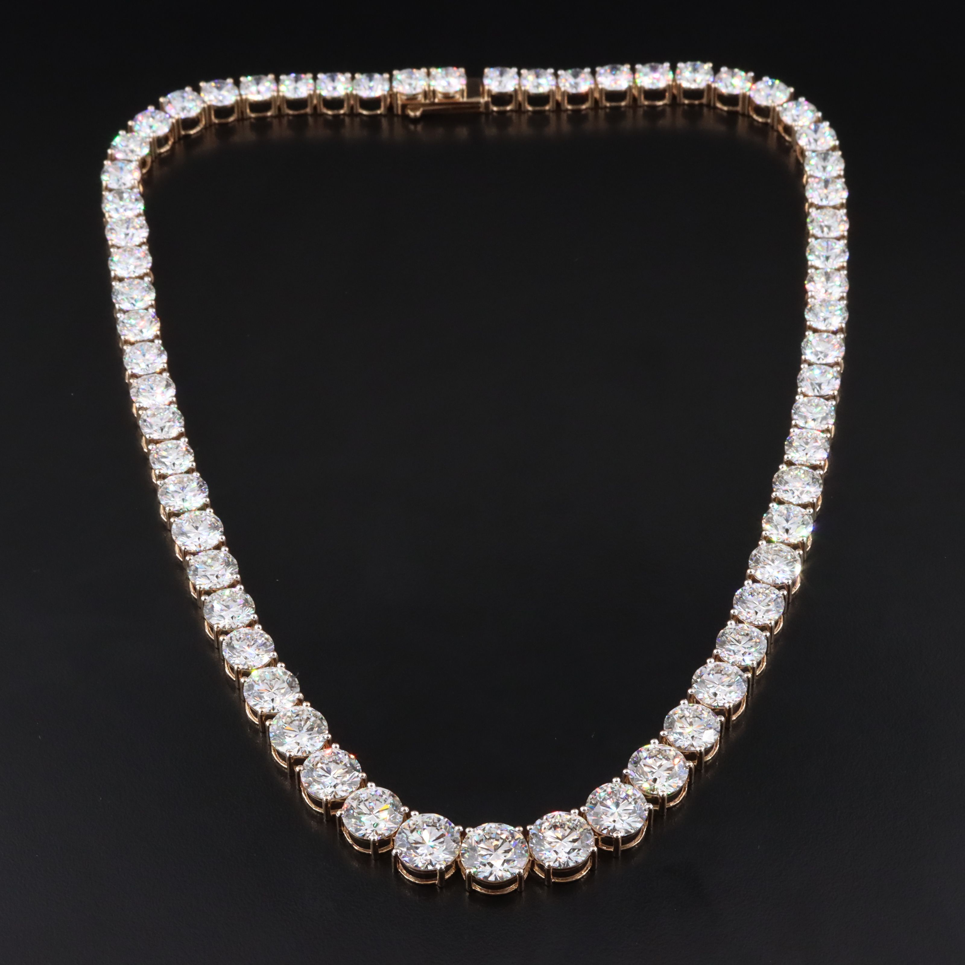14K 108.25 CTW Lab Grown Diamond Riviéra Necklace w/ IGI Reports